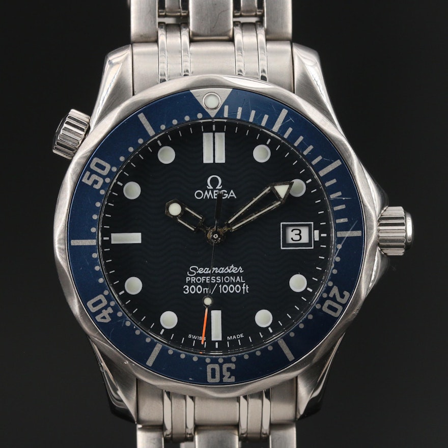 1998 Omega Seamaster Diver 300M Mid Size Stainless Steel Quartz Wristwatch