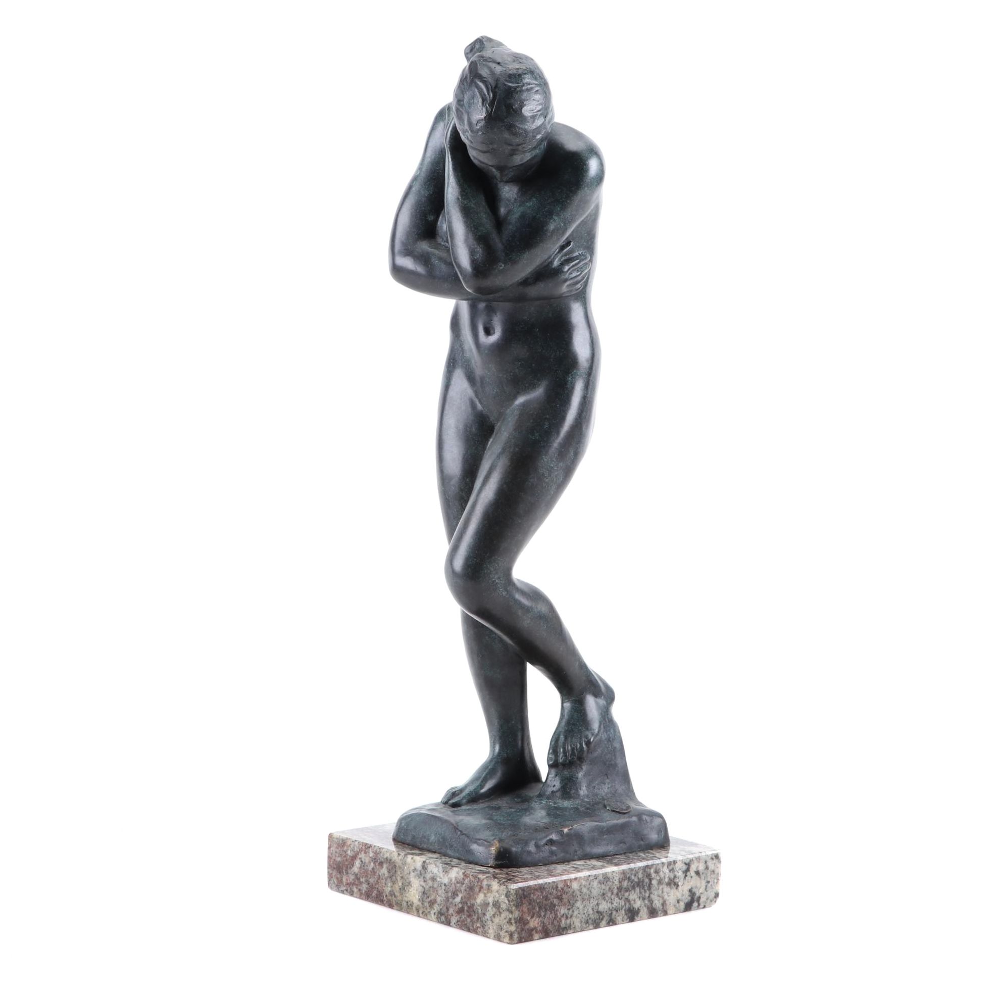Fonderie Bords de Seine Patinated Bronze Sculpture after Auguste Rodin "Eve"