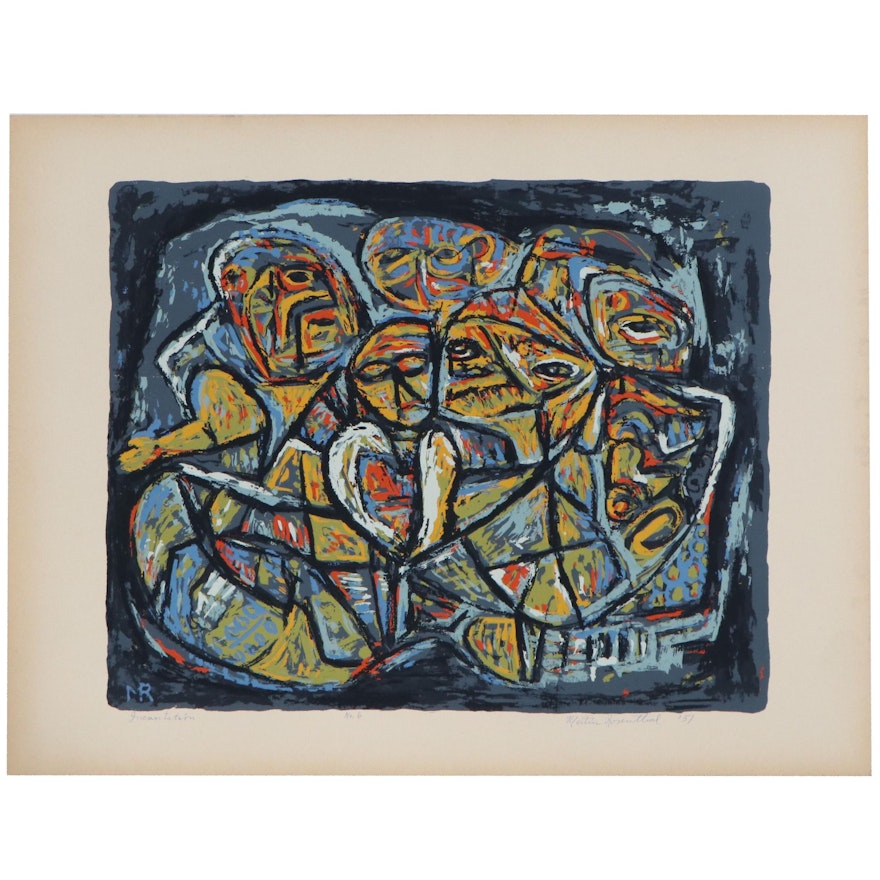 Martin Rosenthal Serigraph "Incantation No. 6," 1951