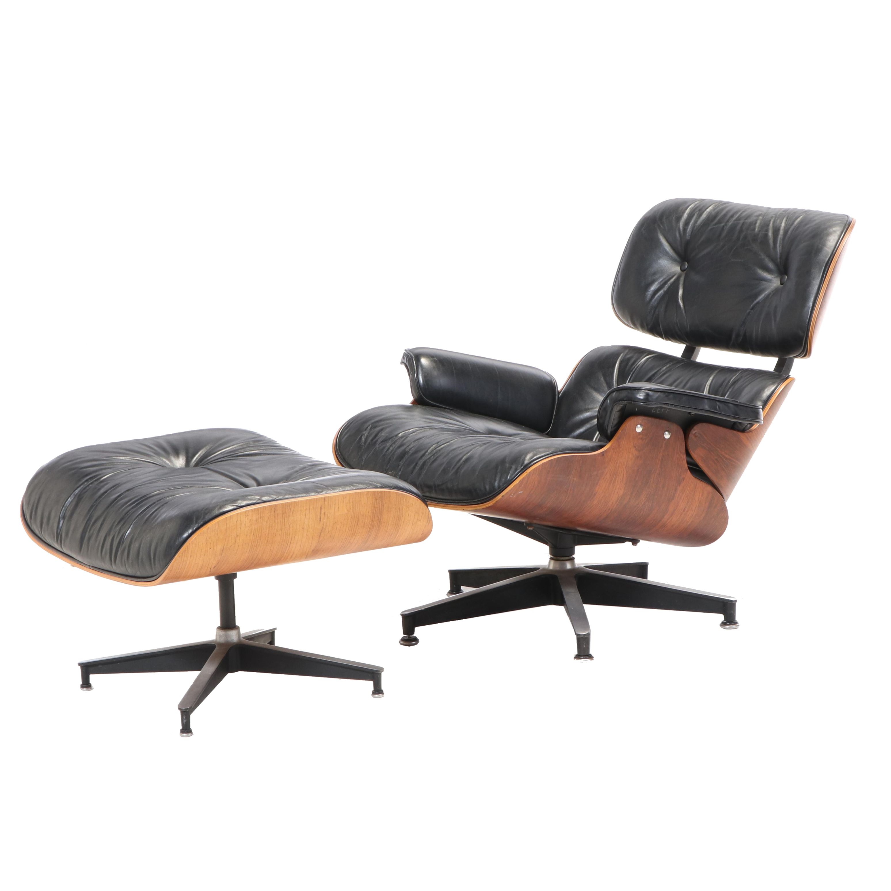 Eames for Herman Miller Rosewood Lounge Chair and Ottoman, dated 1975