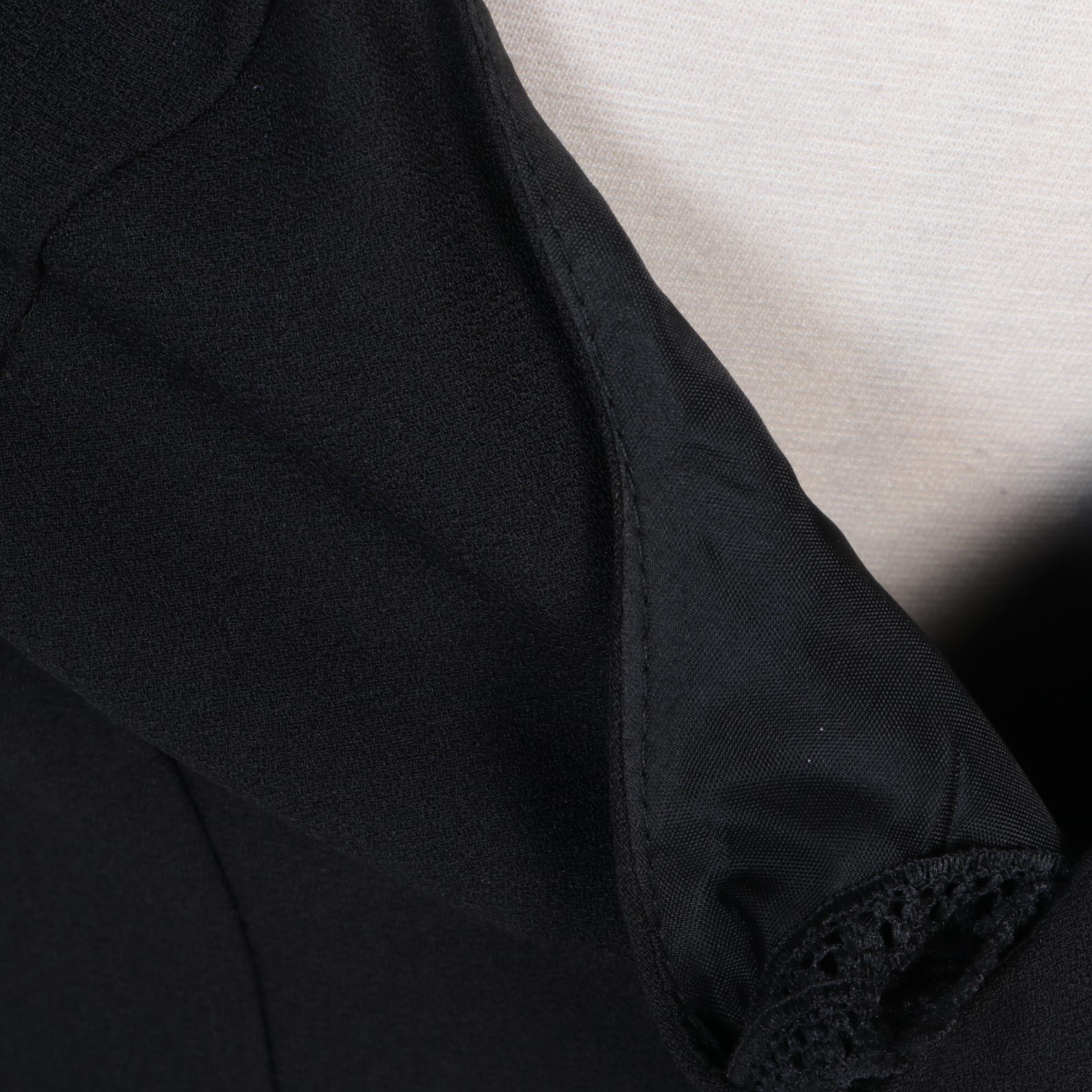 Karen Miller New York Black Dress Suit with Embellished Collar and Button