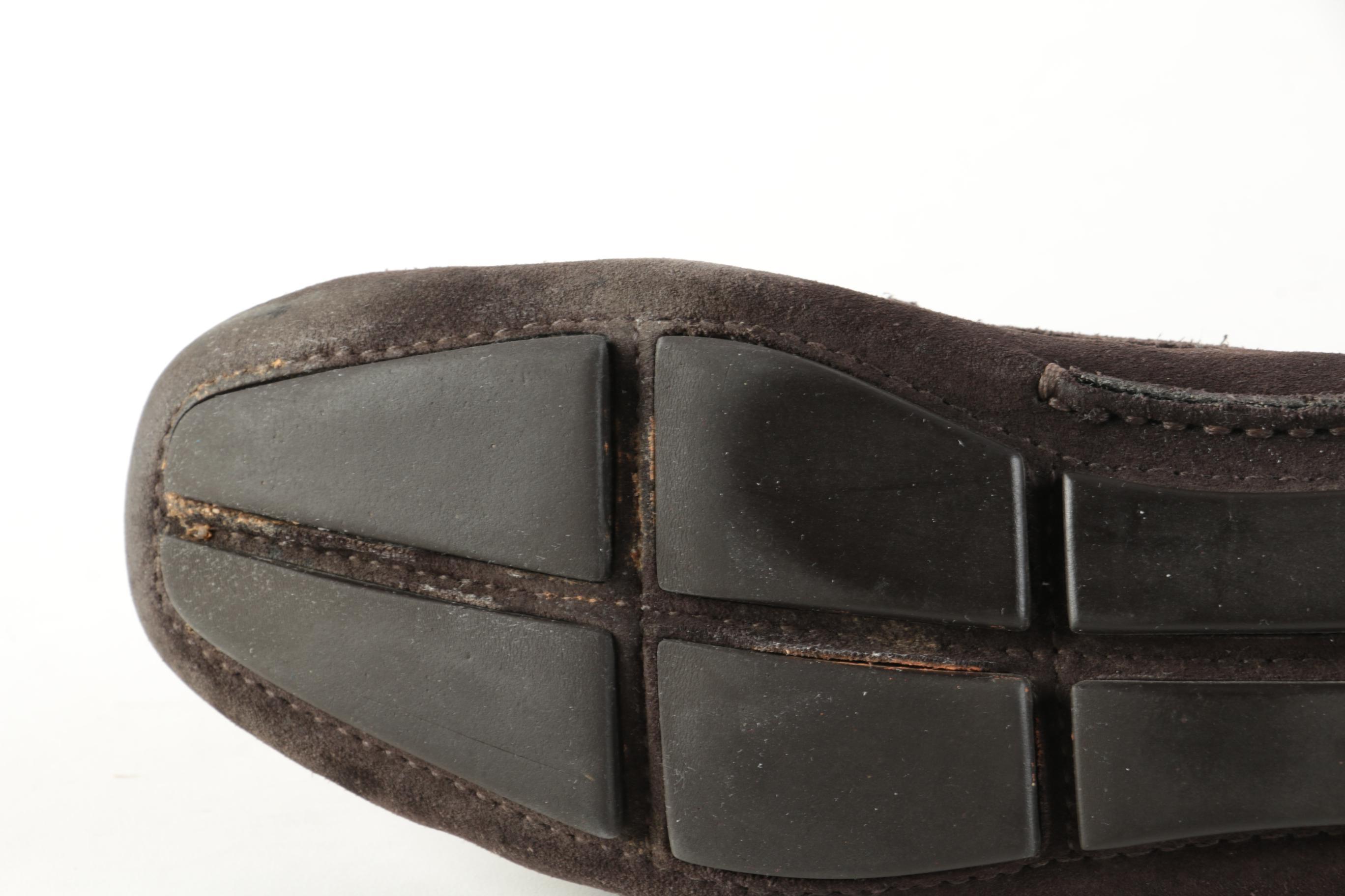 Prada Scamosciato Ebano Brown Suede Penny Driver Loafers