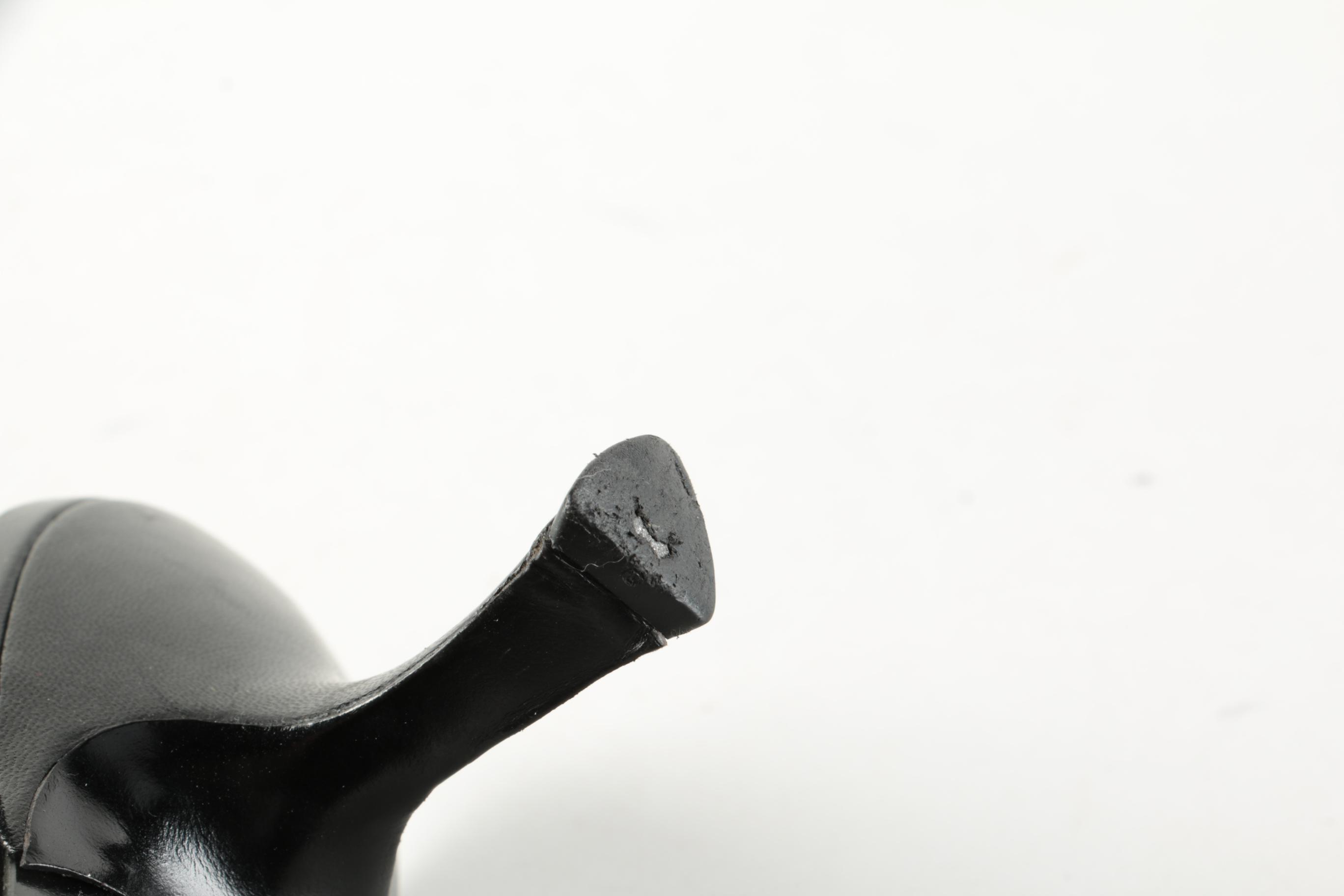 Prada Capretto Pretty Waisted Heel Tassel Sandals in Black Leather