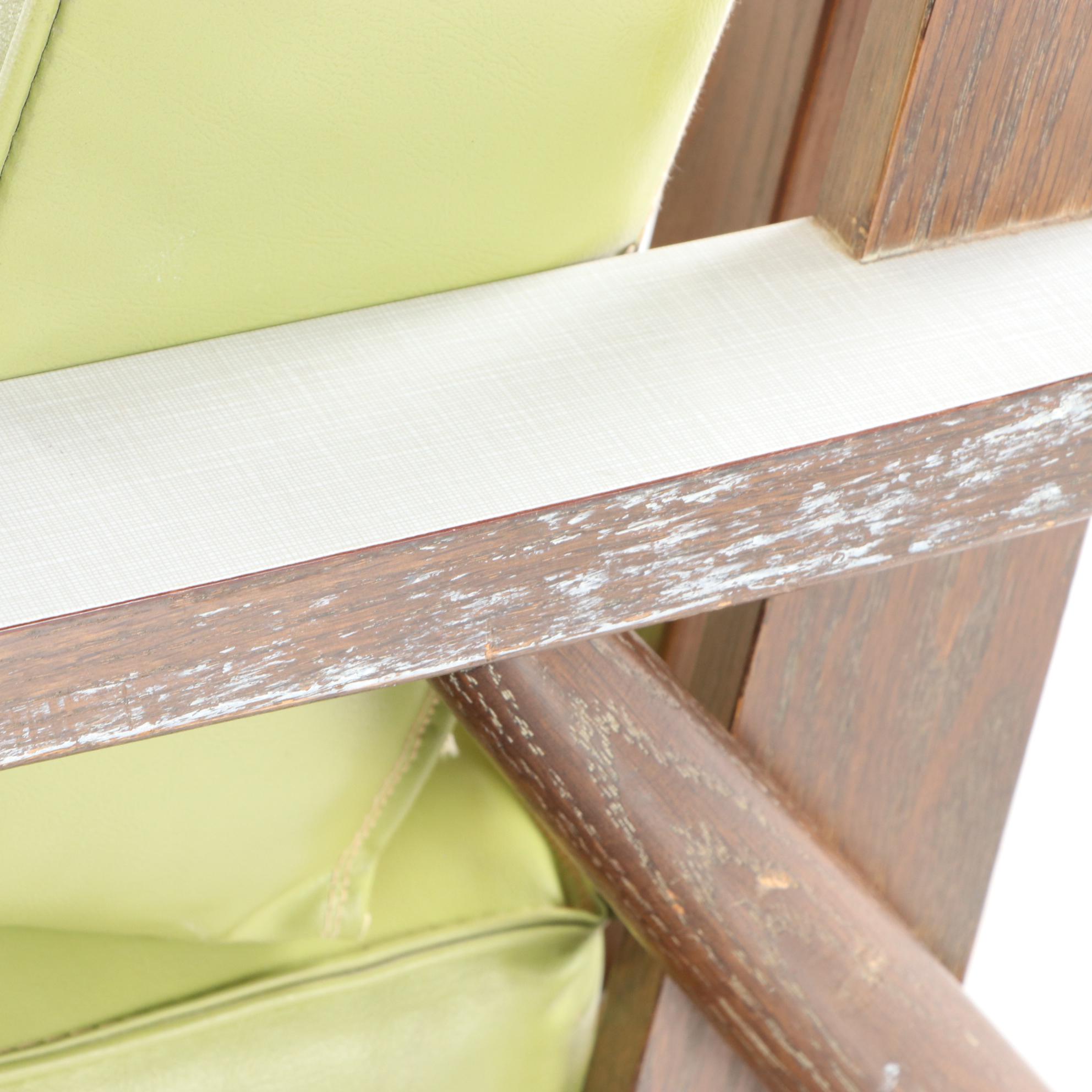 Hill-Rom Mid Century Modern Oak, Laminate, and Green Vinyl Lounge Chair