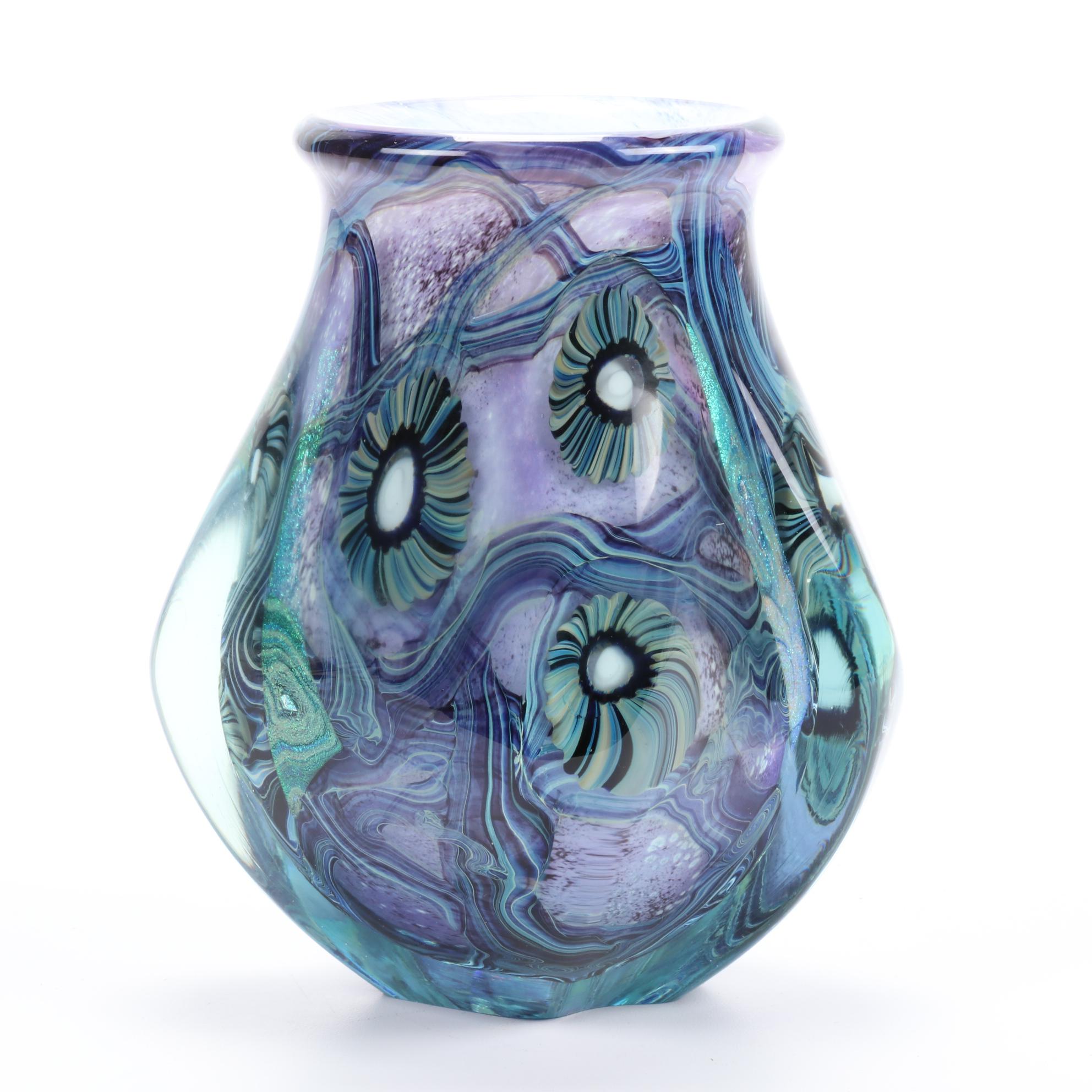 Robert Eickholt Handblown Art Glass Vase, 2013