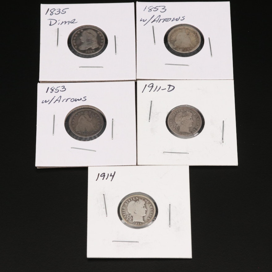 Collection of Silver Dimes, 1835–1914