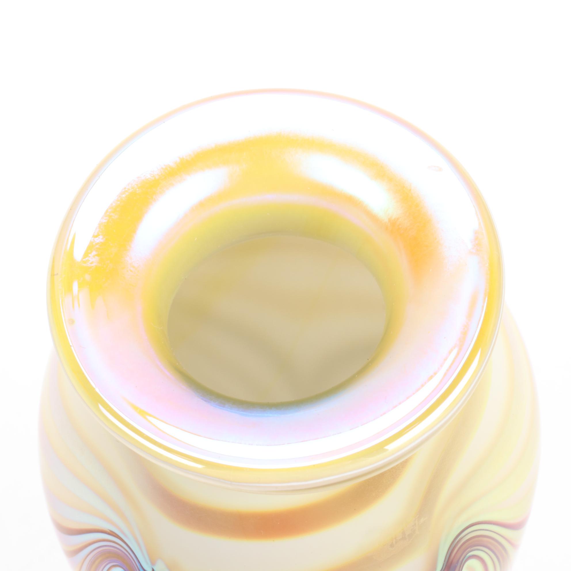 Robert Eickholt Handblown Iridescent Art Glass Vase, 2008