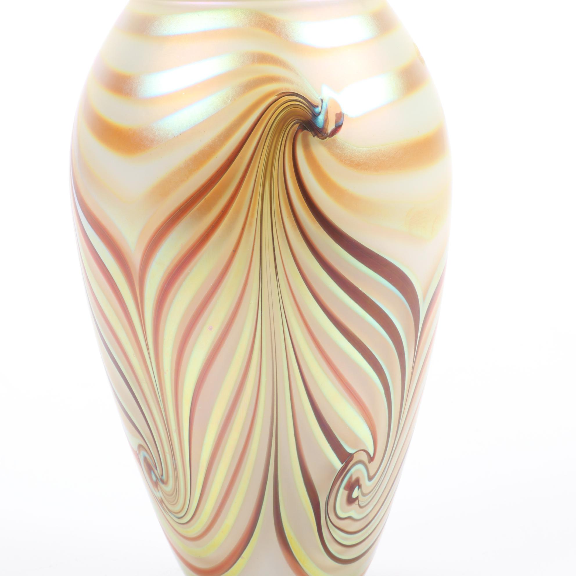 Robert Eickholt Handblown Iridescent Art Glass Vase, 2008