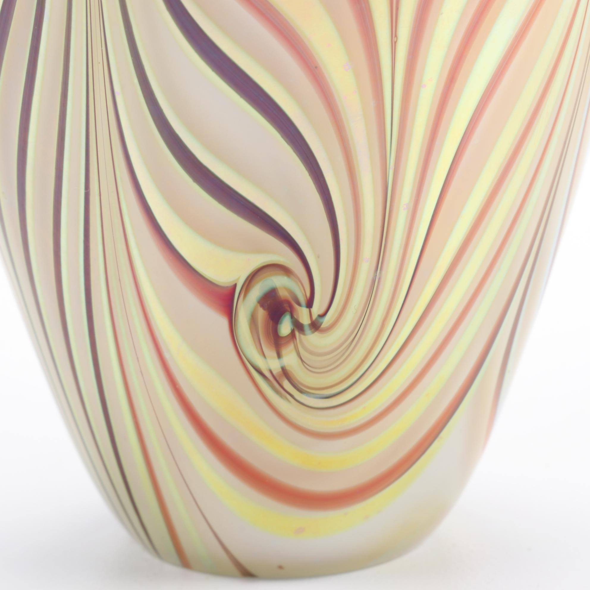 Robert Eickholt Handblown Iridescent Art Glass Vase, 2008