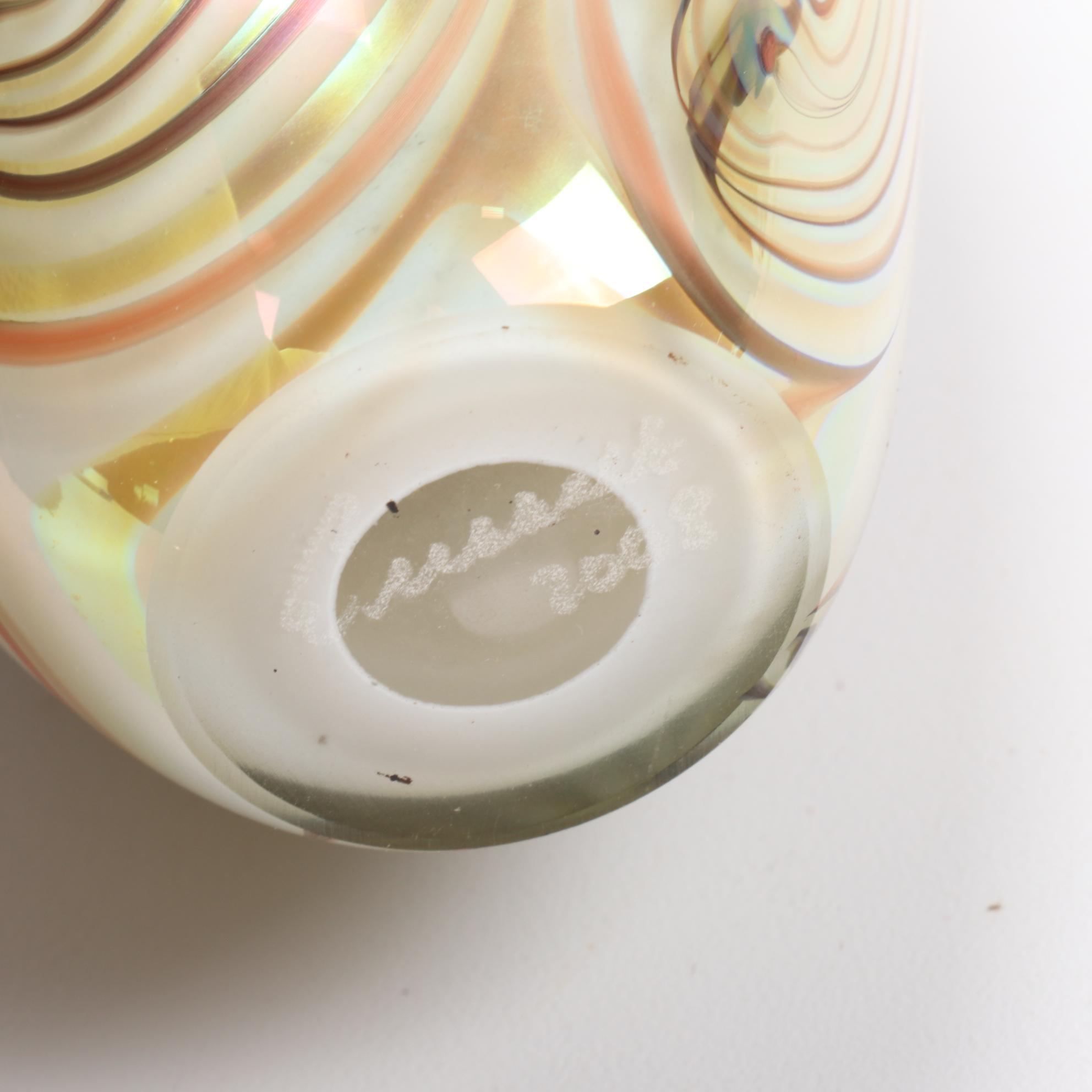 Robert Eickholt Handblown Iridescent Art Glass Vase, 2008