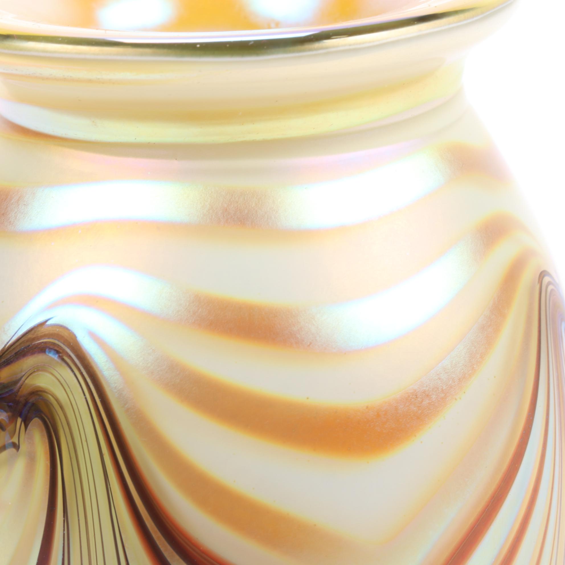 Robert Eickholt Handblown Iridescent Art Glass Vase, 2008