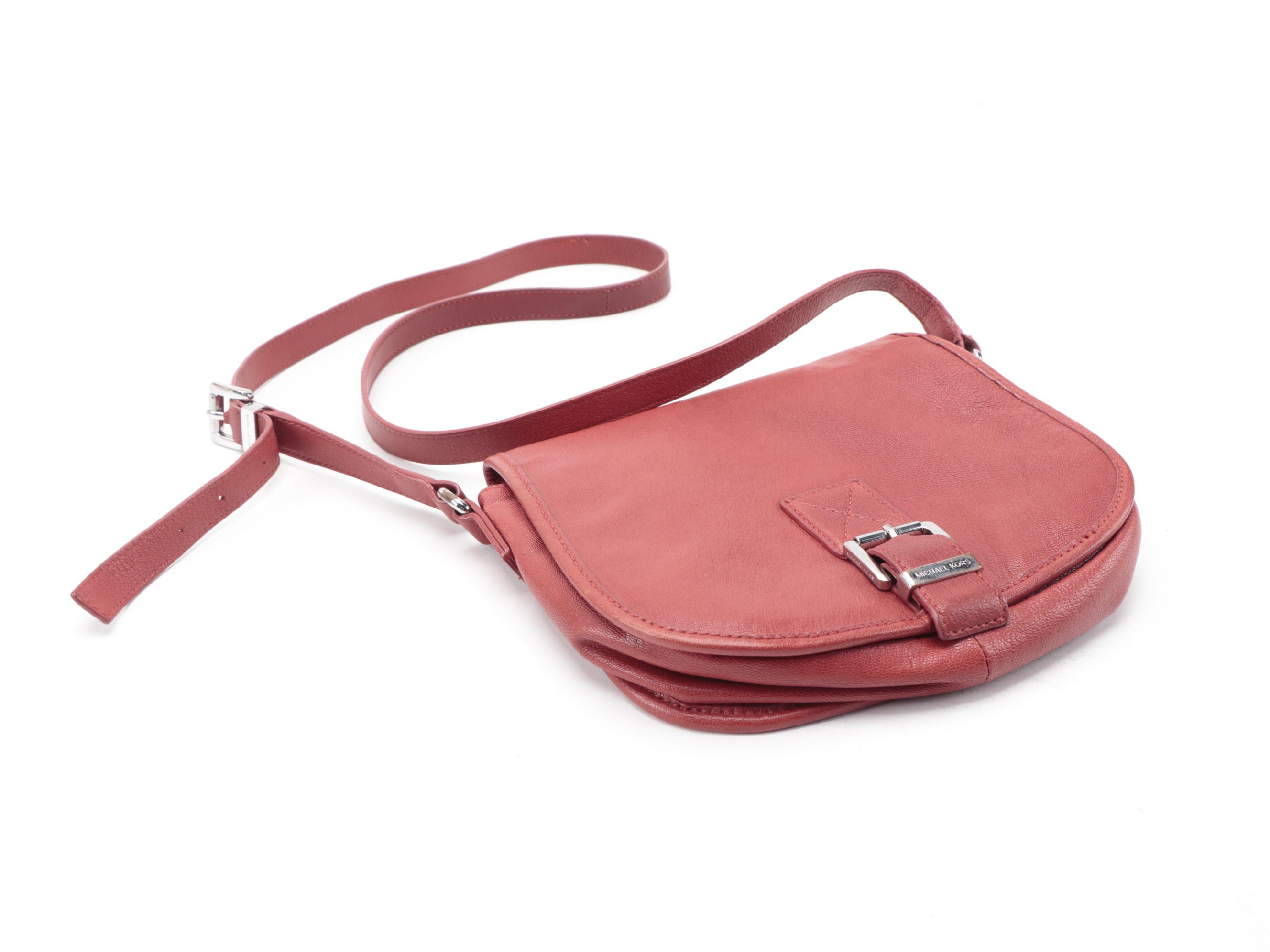 Tory Burch Black Leather Crossbody and Michael Kors Red Saddle Bag