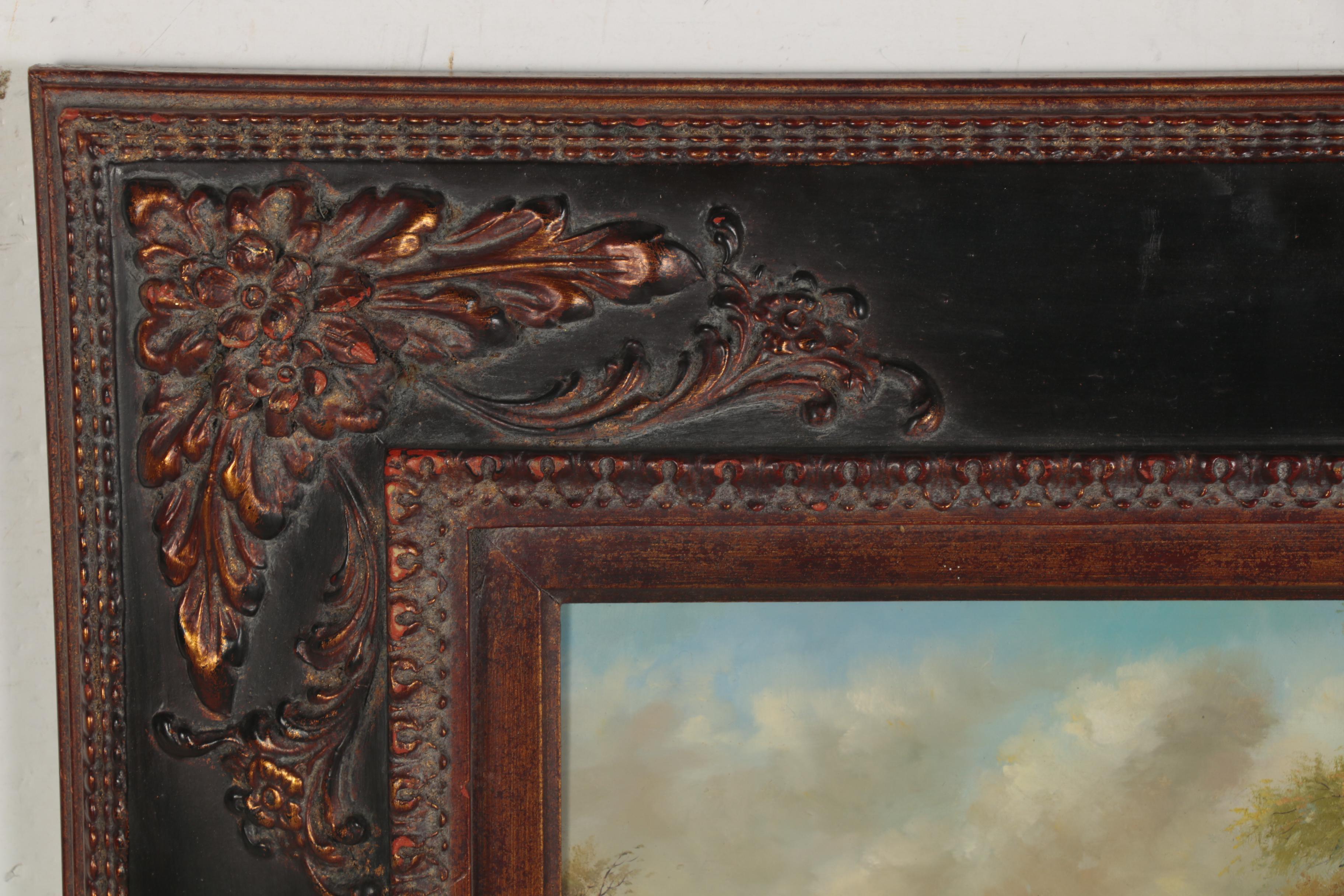 Pastoral Landscape Oil Painting with Horses, Late 20th Century