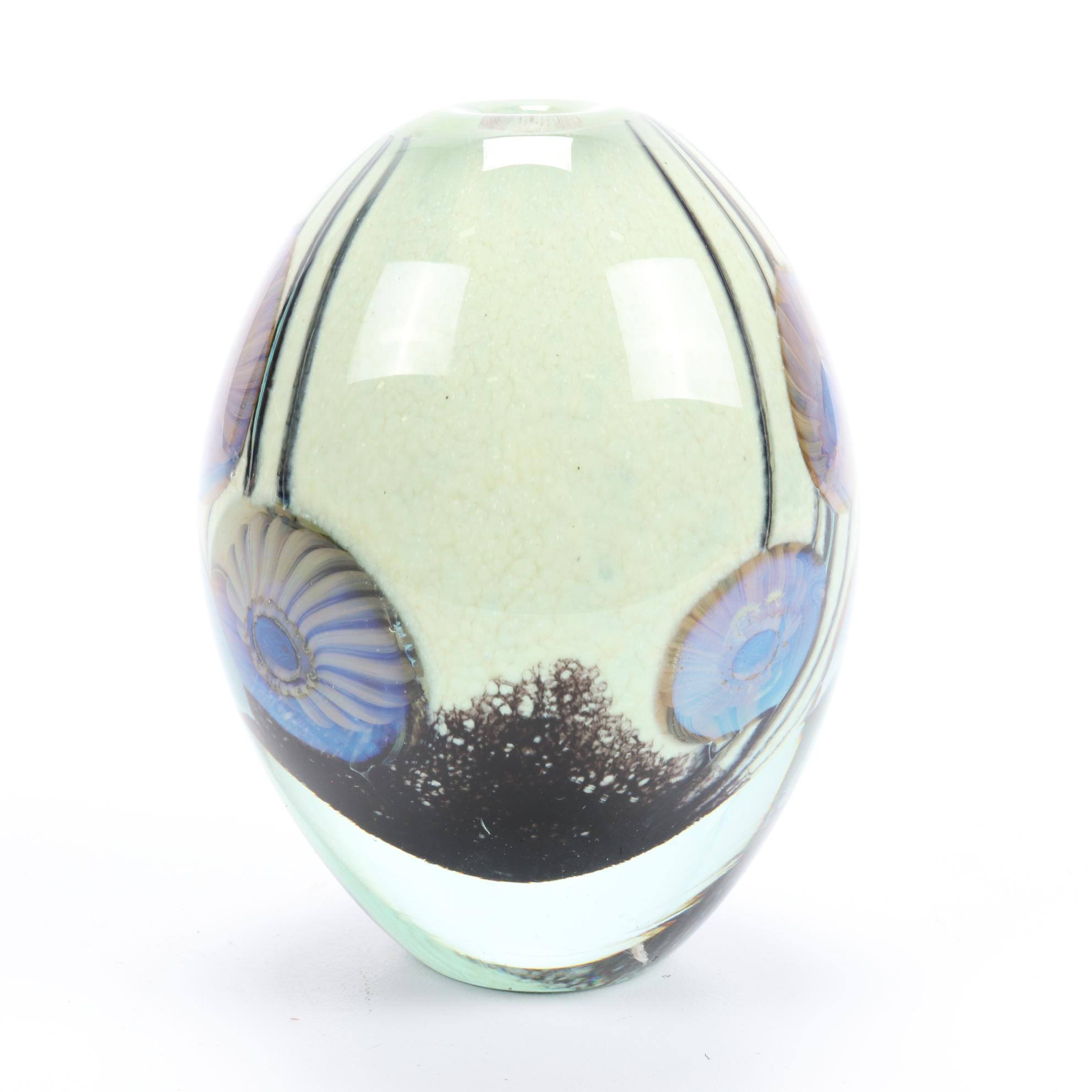 Robert Eickholt "Deep Sea"  Handblown Art Glass Vase
