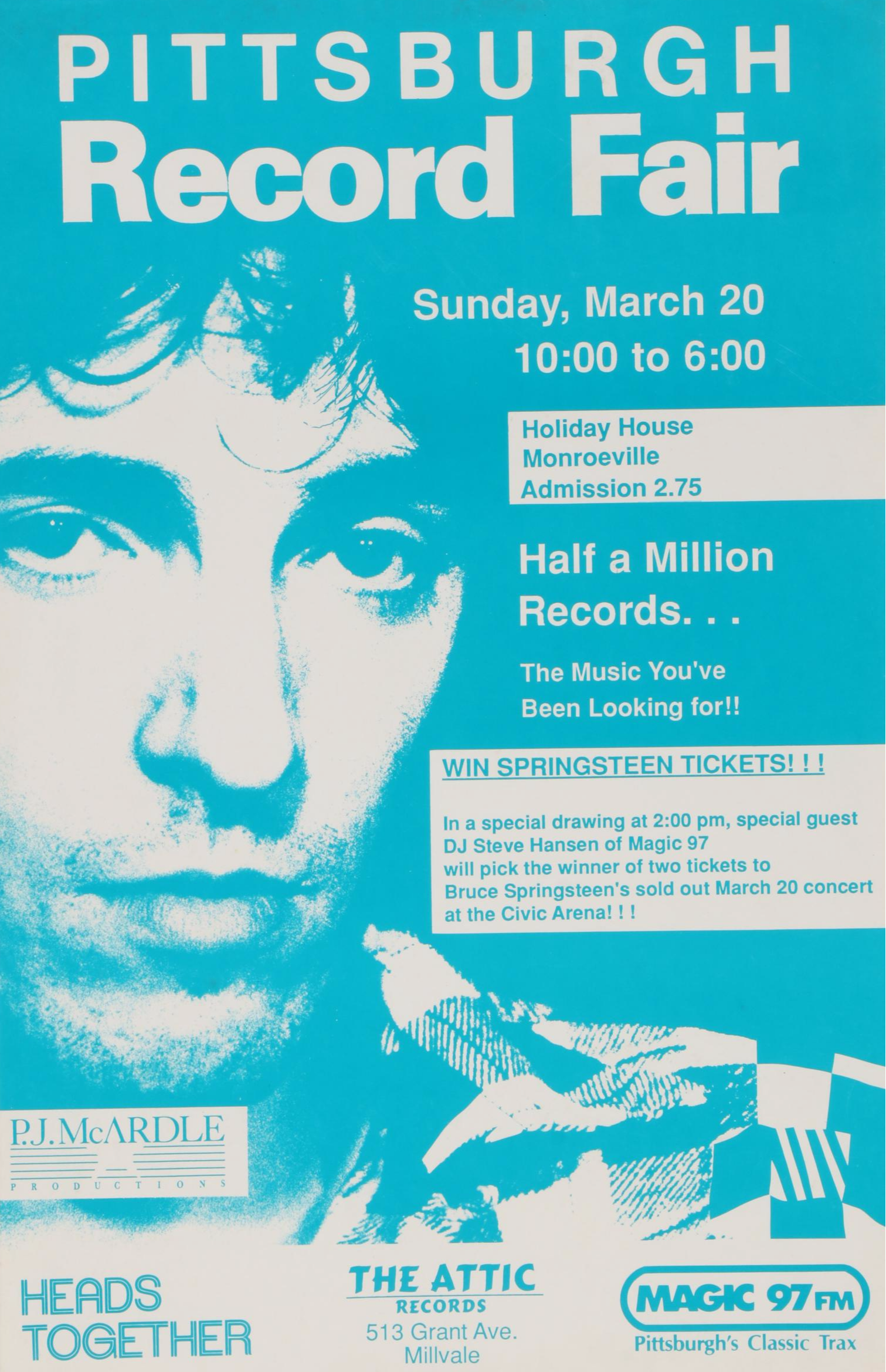 Bruce Springsteen Commemorative Pittsburgh Record Fair Poster