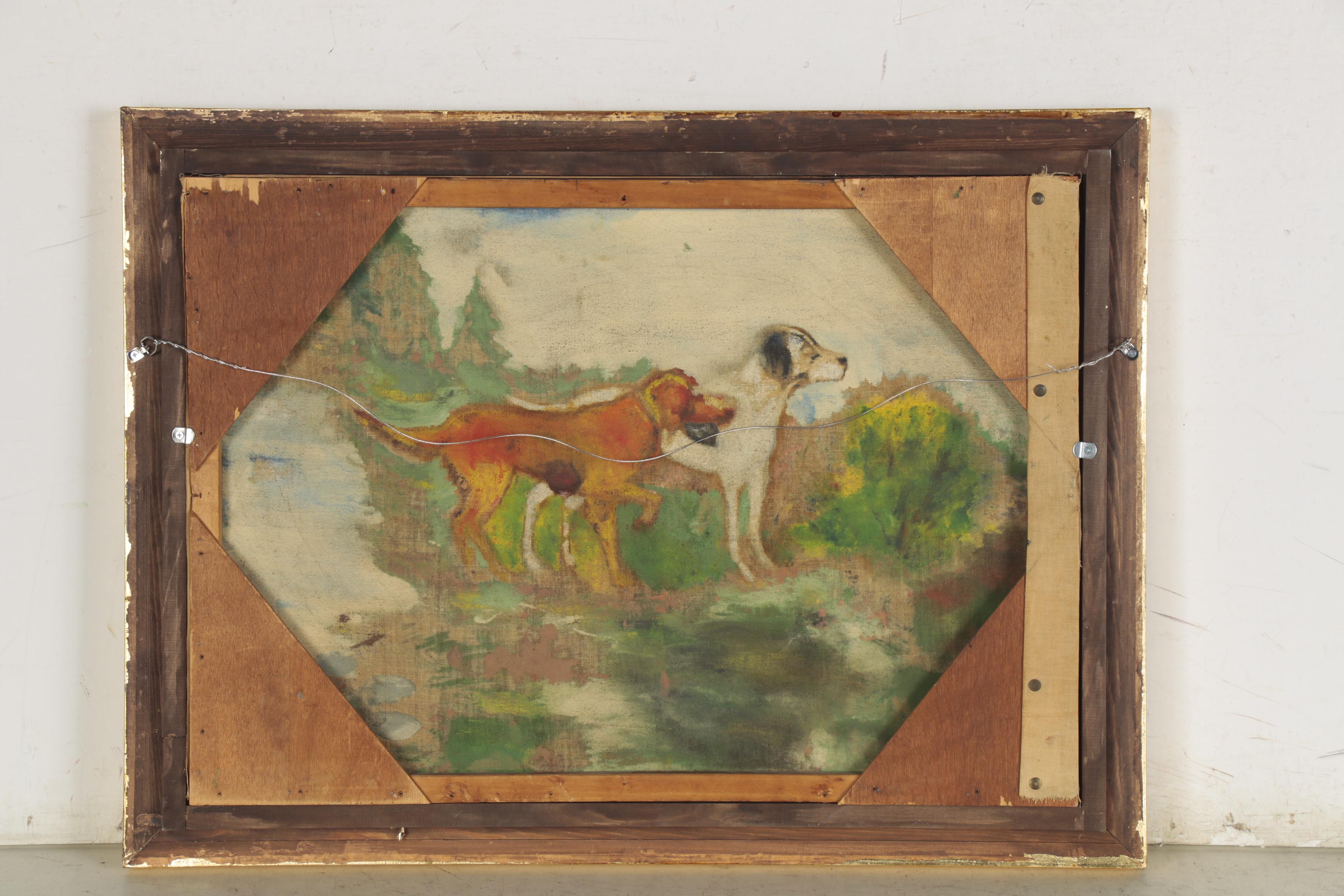 Oil Painting of Hunting Dogs, Early-Mid-20th Century