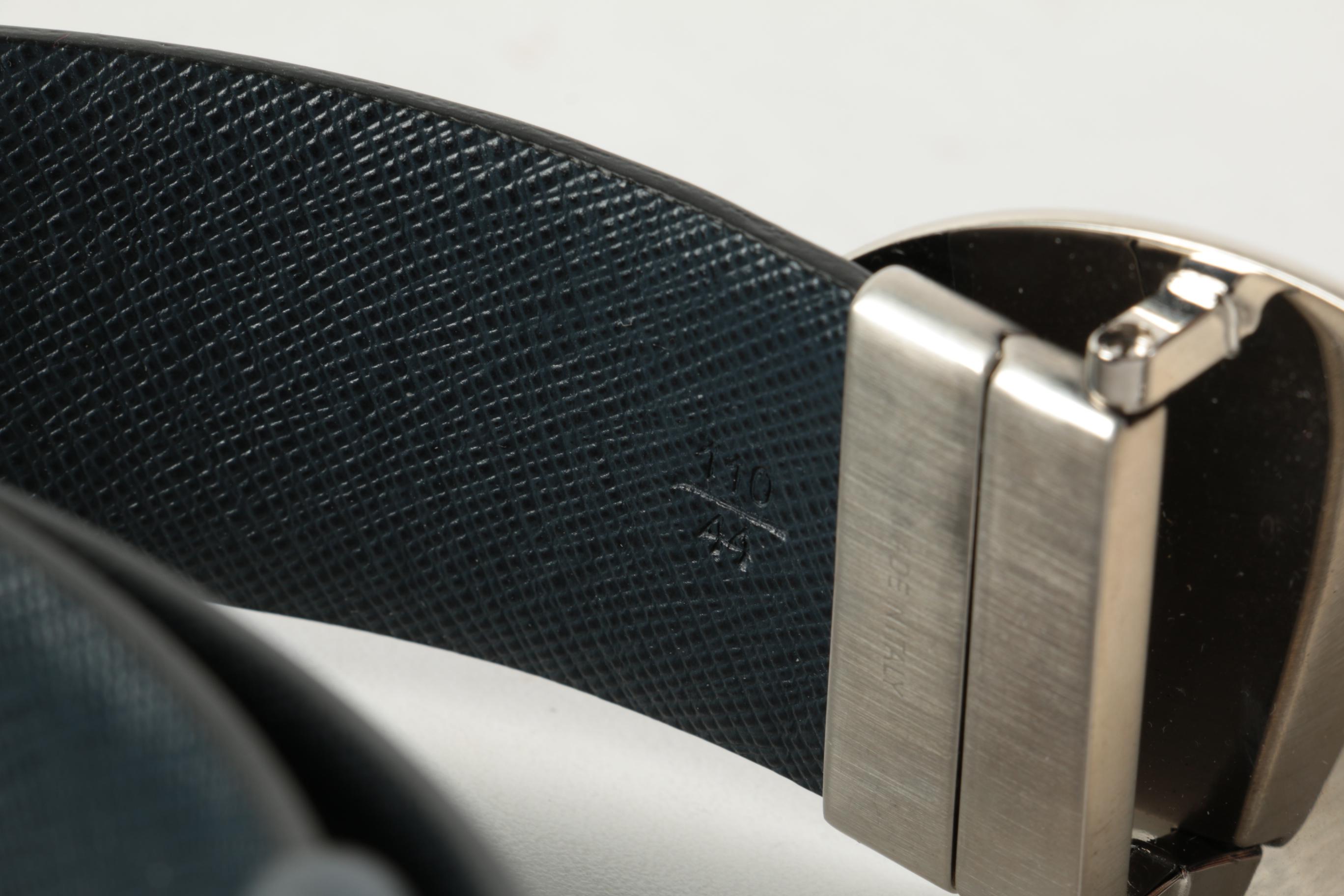 Prada Black Leather Belt with Oval Belt Buckle