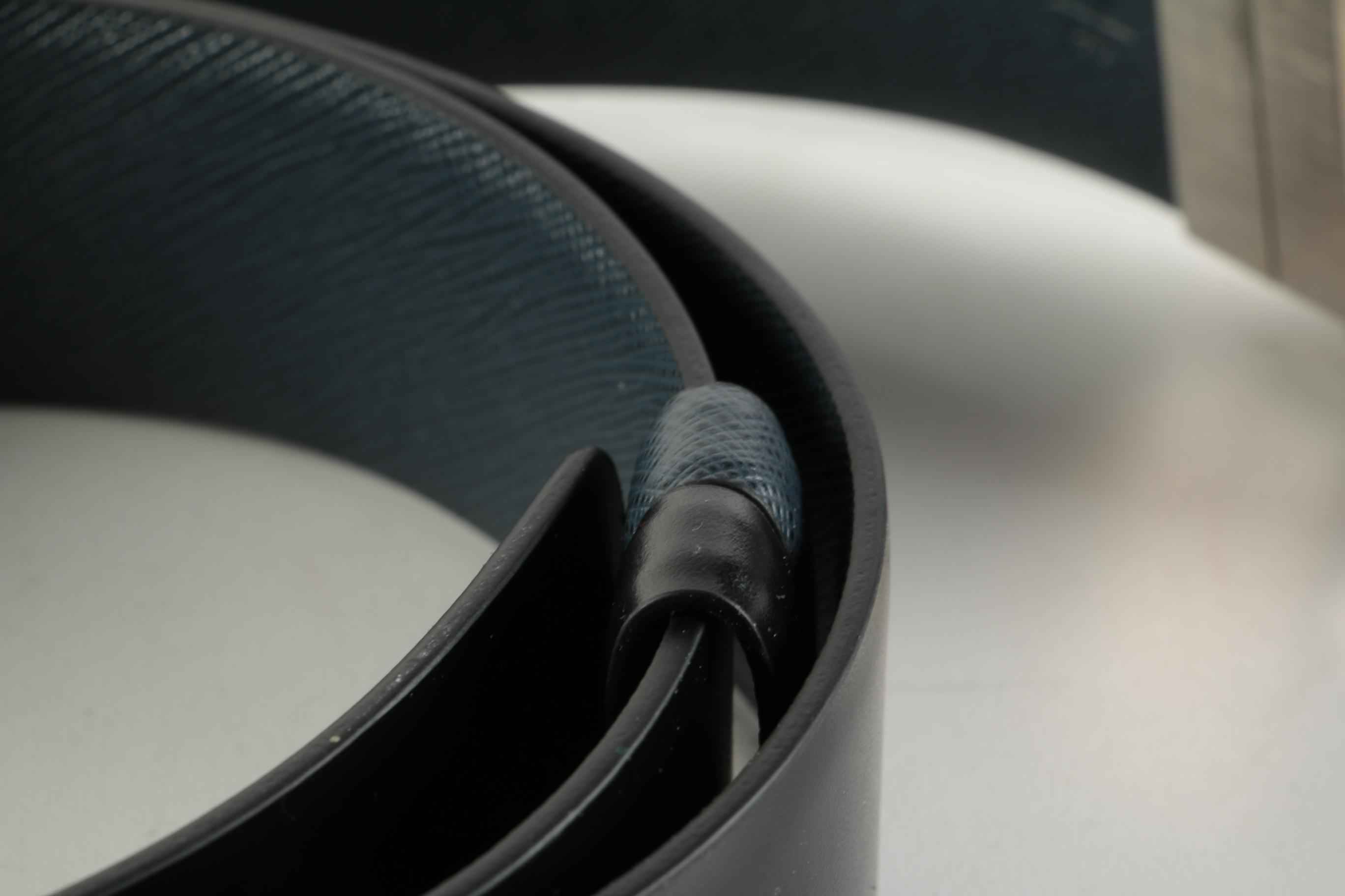 Prada Black Leather Belt with Oval Belt Buckle