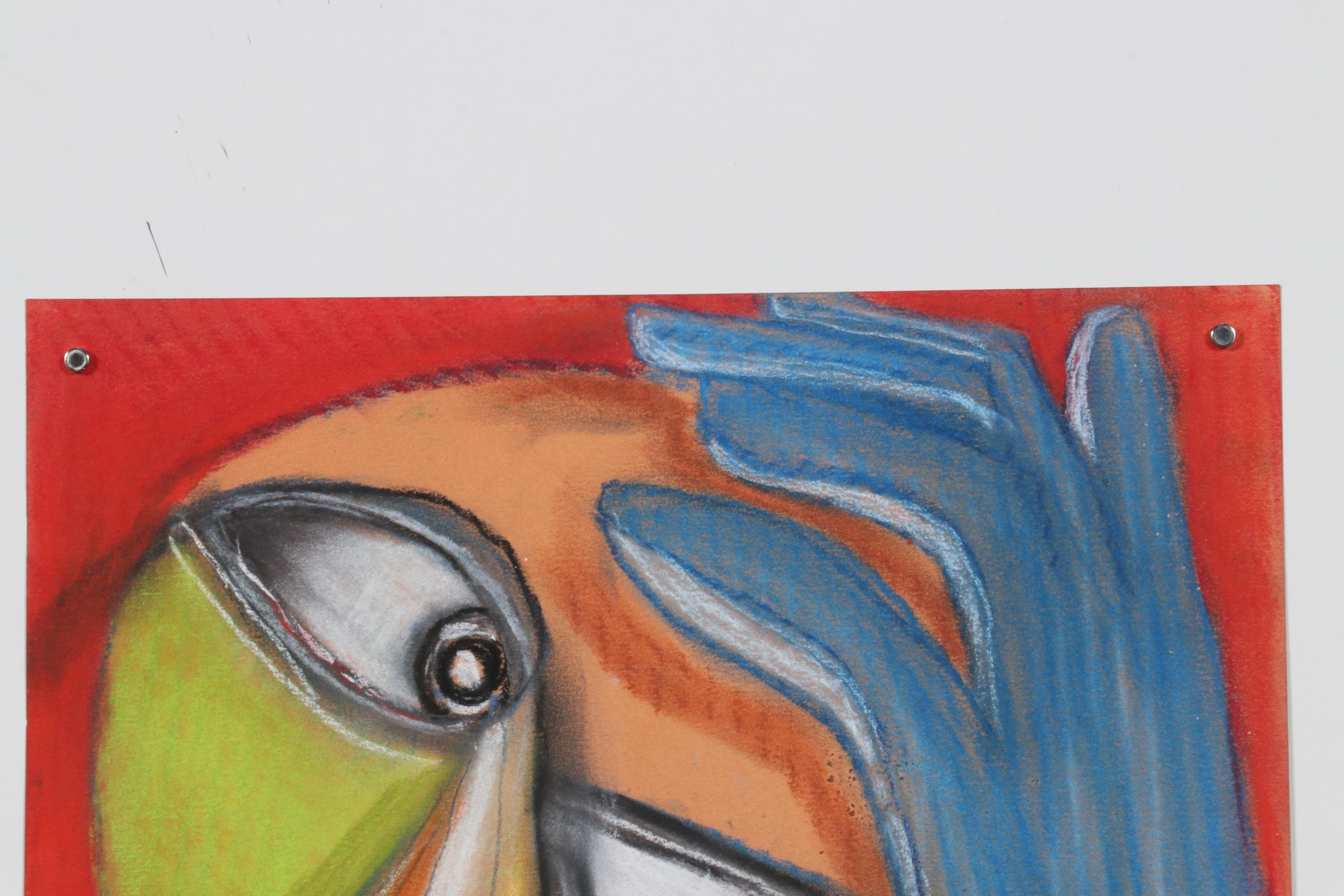 Janice Schuler Pastel Drawing of Cubist Portrait, 2012