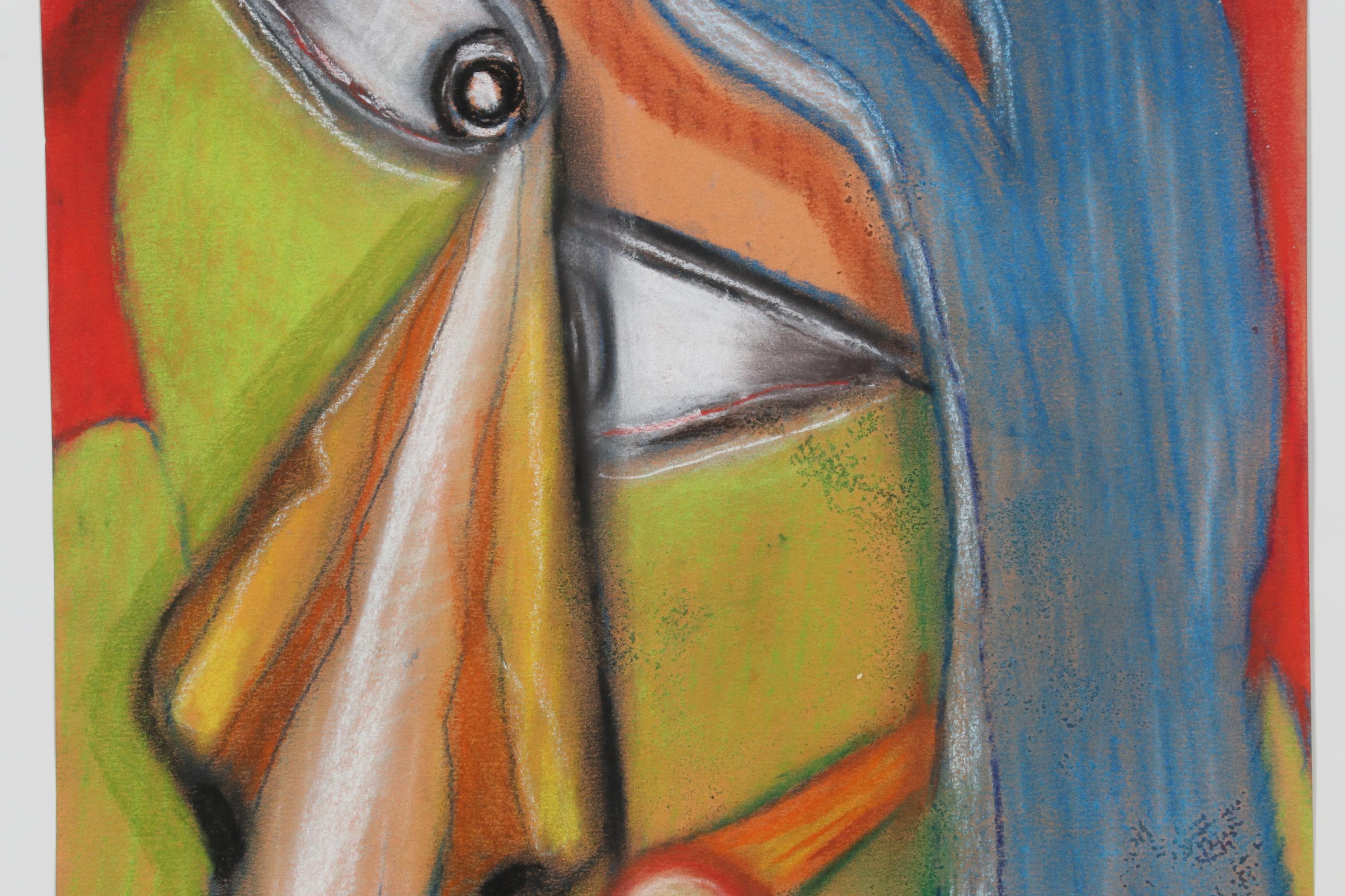 Janice Schuler Pastel Drawing of Cubist Portrait, 2012