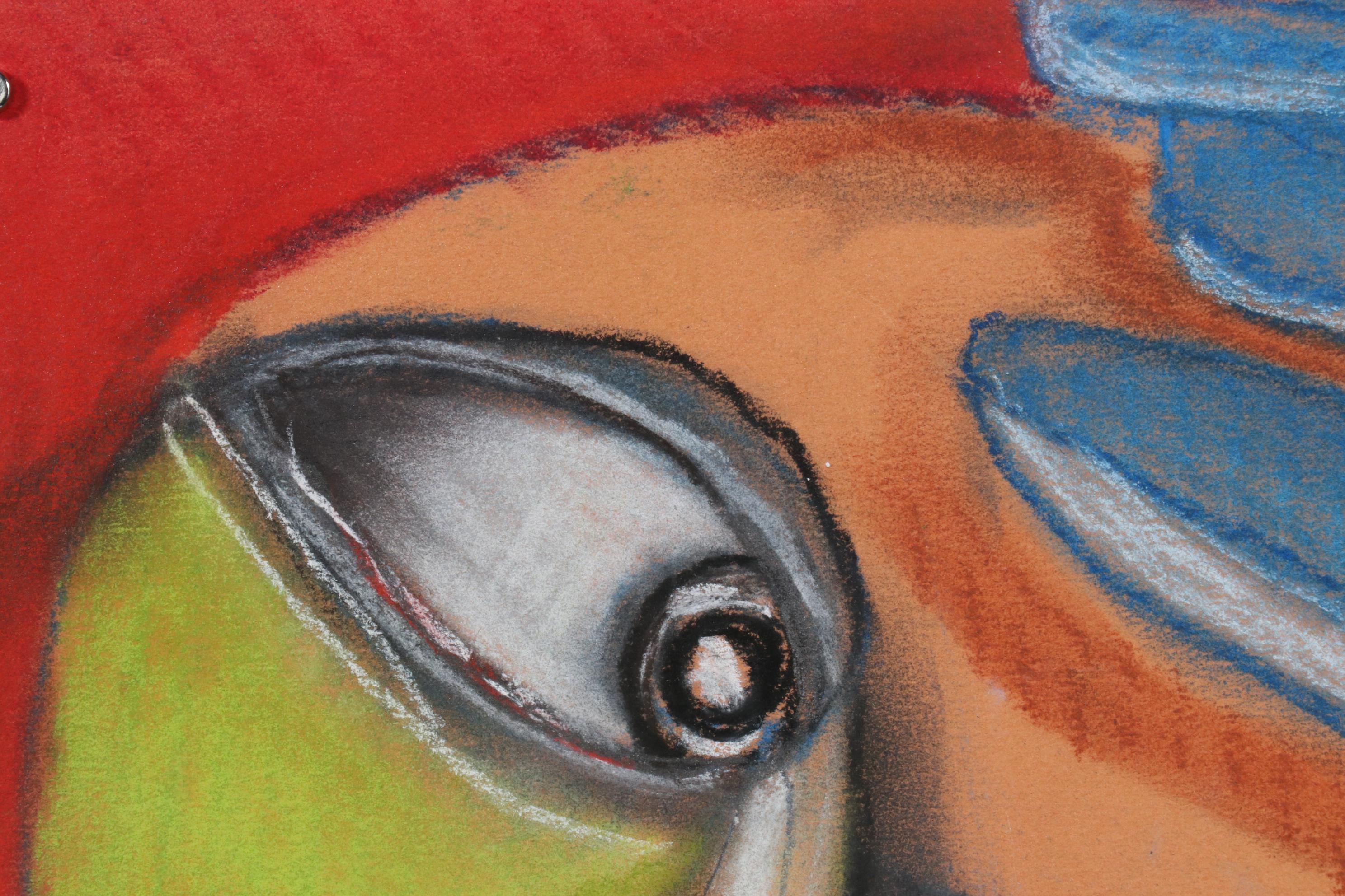 Janice Schuler Pastel Drawing of Cubist Portrait, 2012