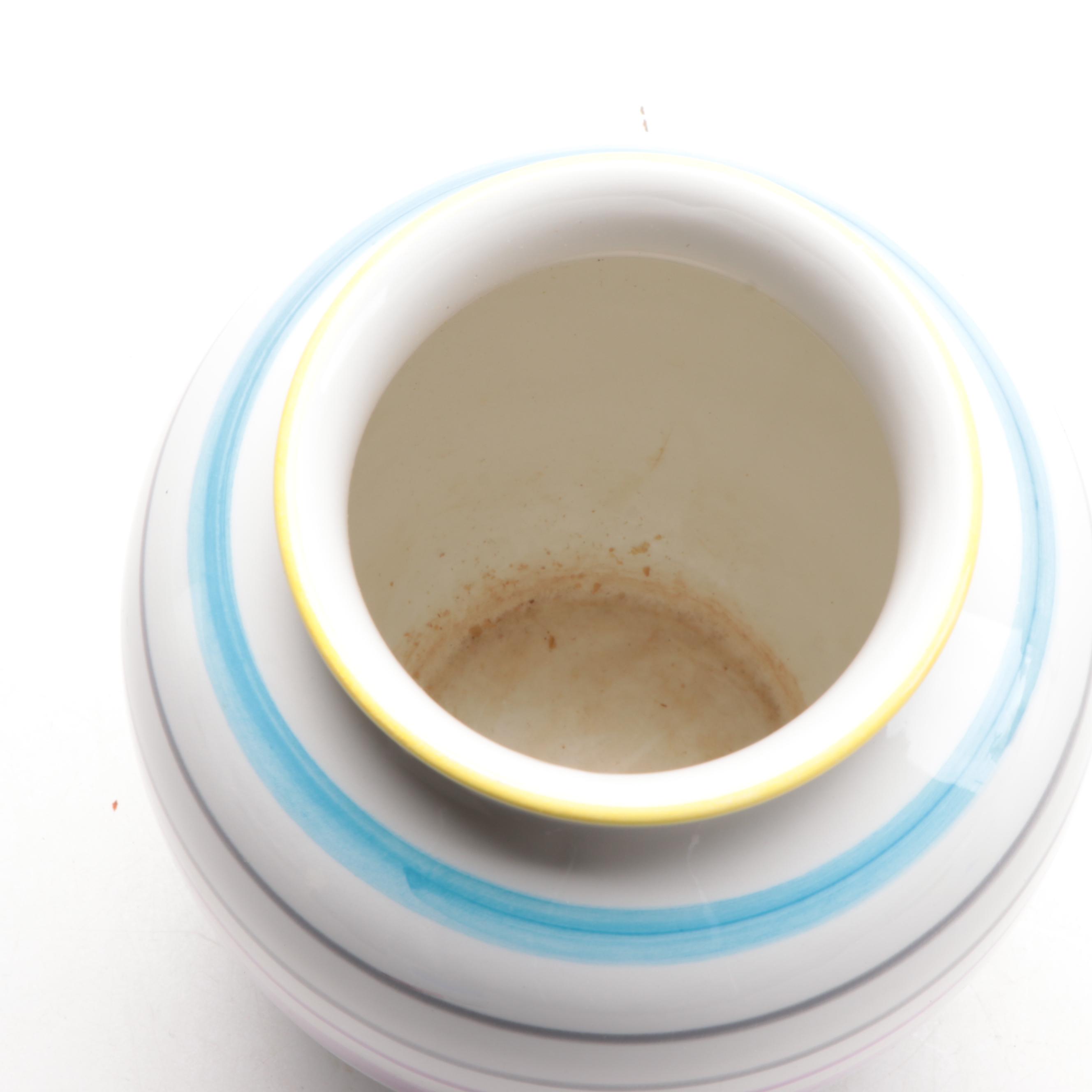 Este Ceramiche for Tiffany & Co. Striped Ceramic Vase