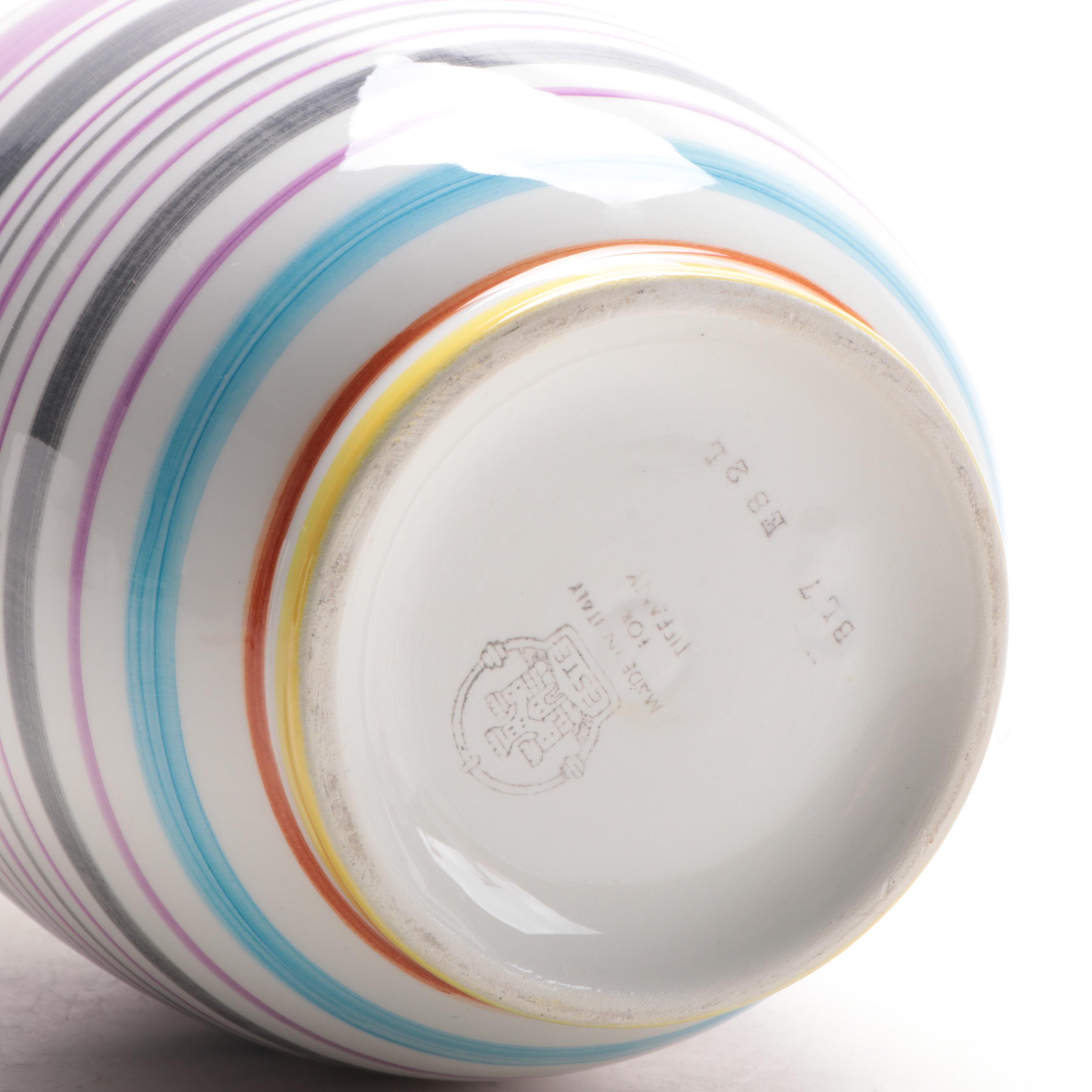 Este Ceramiche for Tiffany & Co. Striped Ceramic Vase