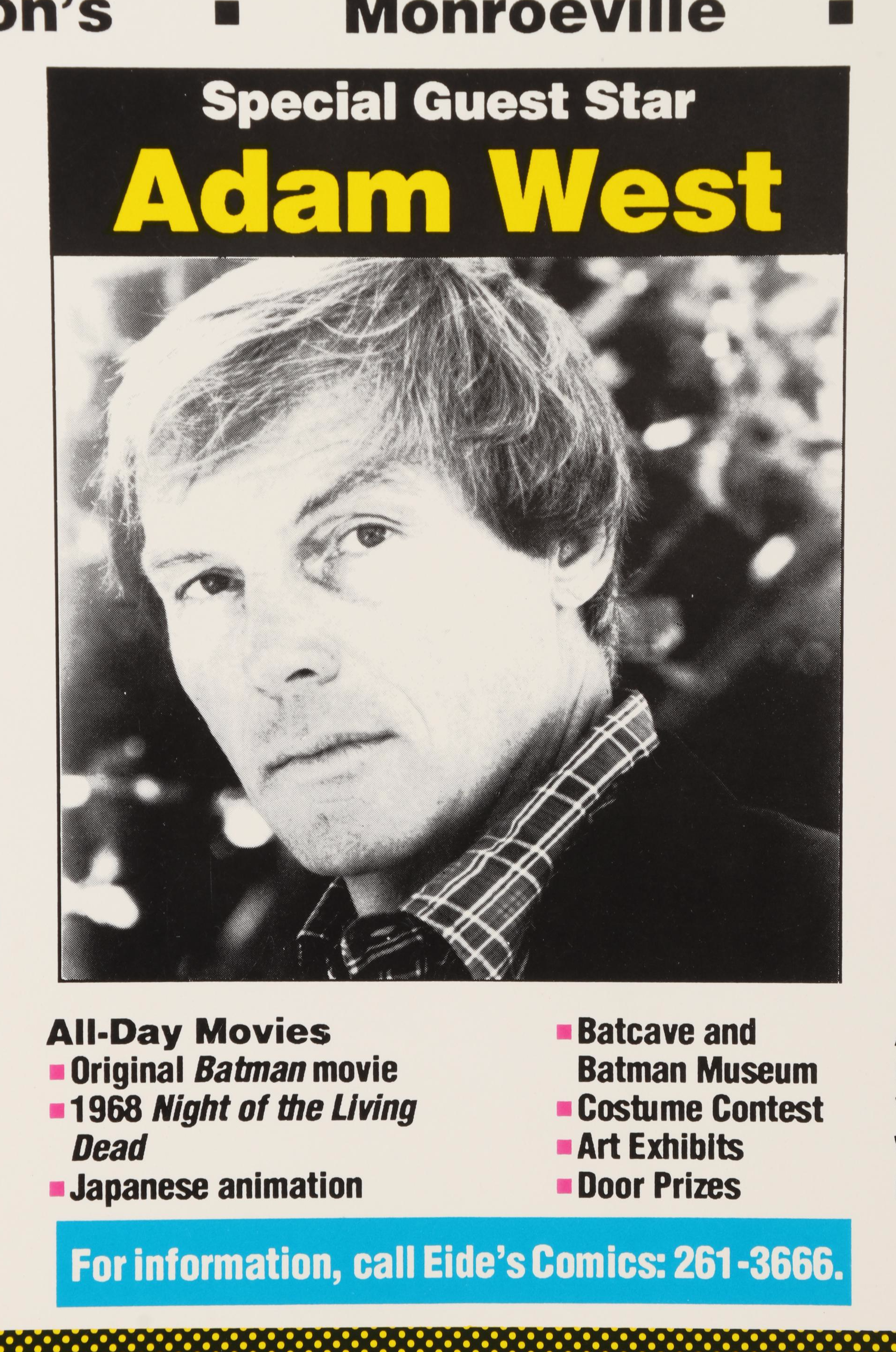 Pittsburgh Comicon Poster, 1989, Special Guest Star Adam West