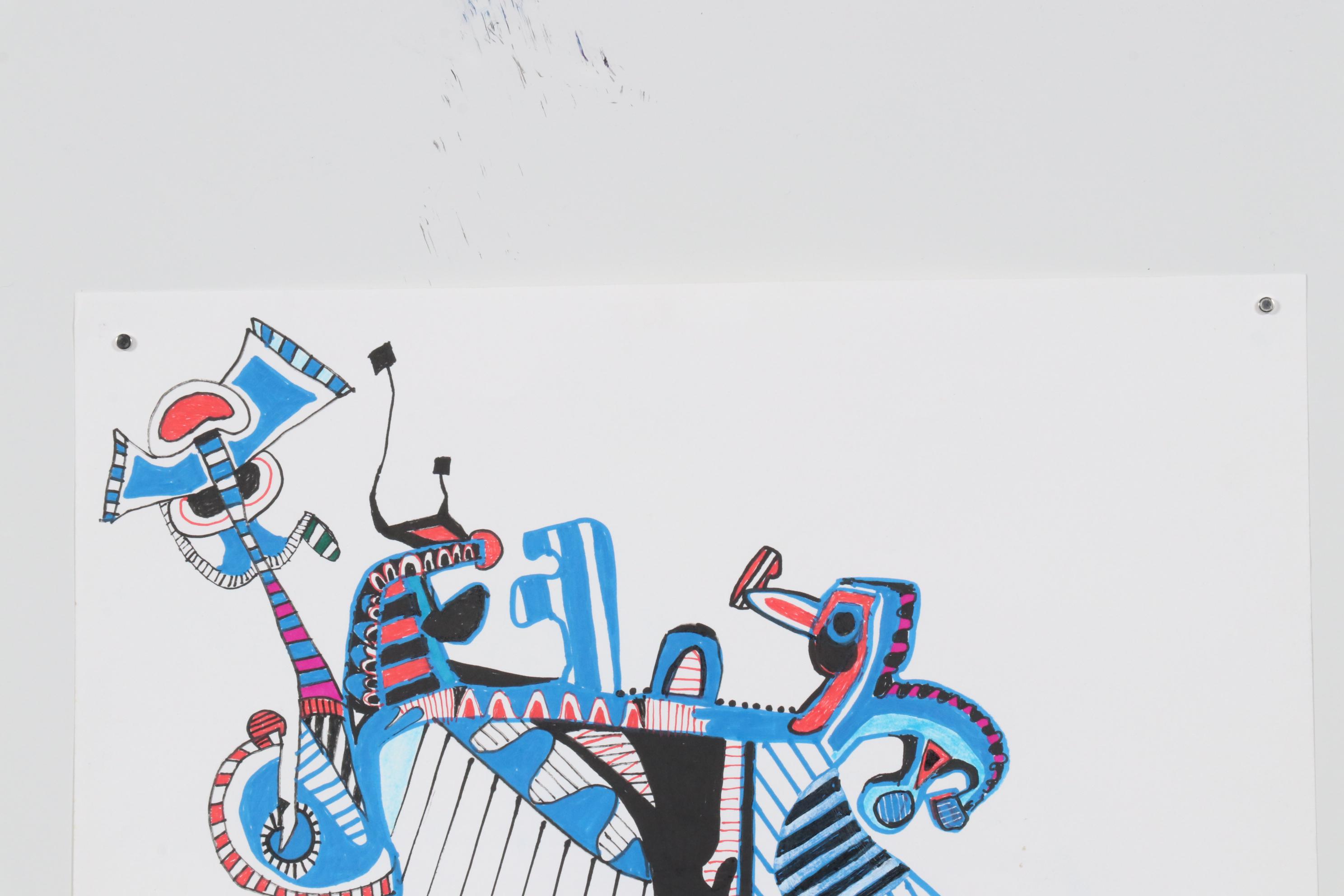 Janice Schuler Marker Drawing of Abstract Composition, 2015