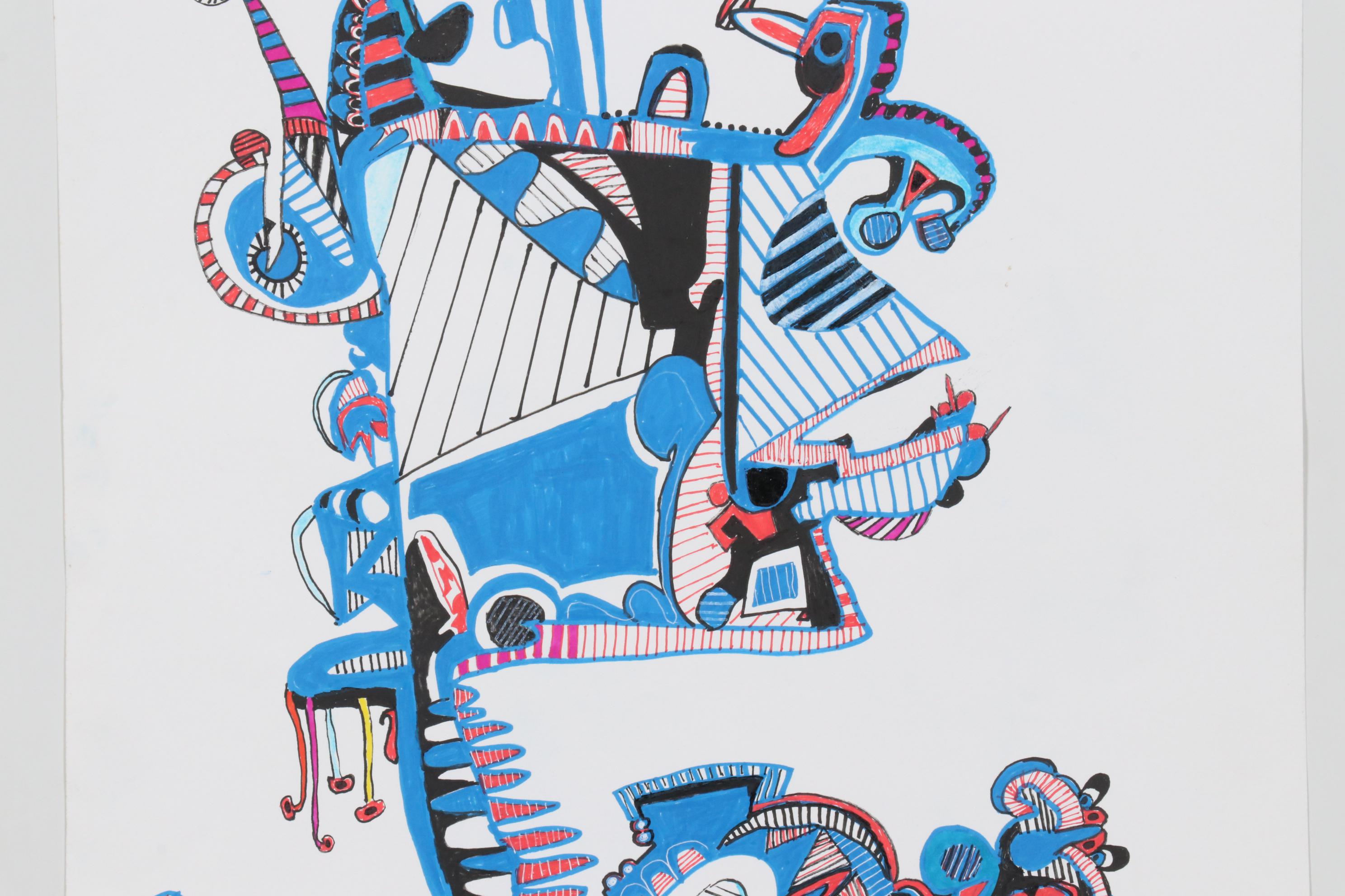 Janice Schuler Marker Drawing of Abstract Composition, 2015