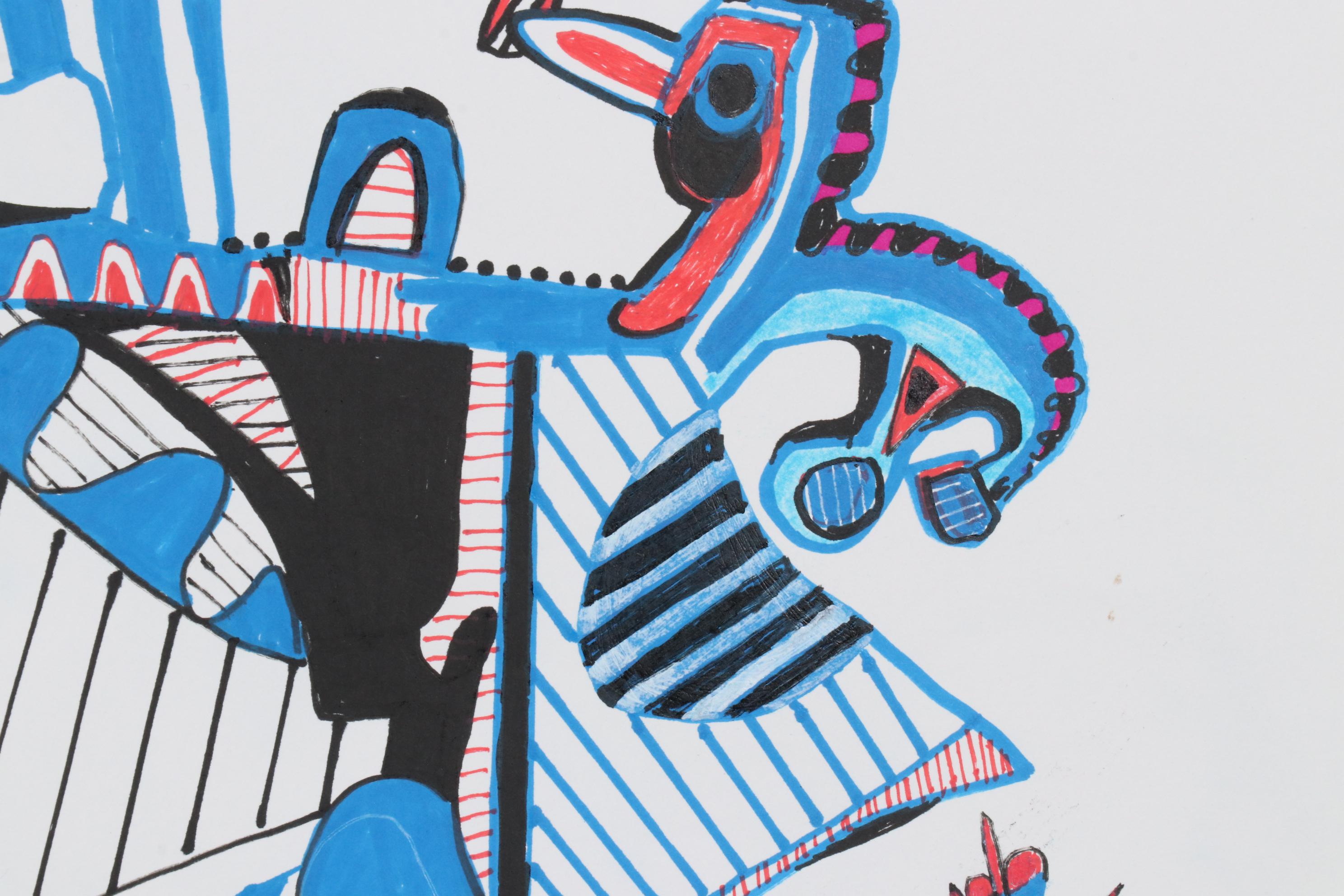 Janice Schuler Marker Drawing of Abstract Composition, 2015