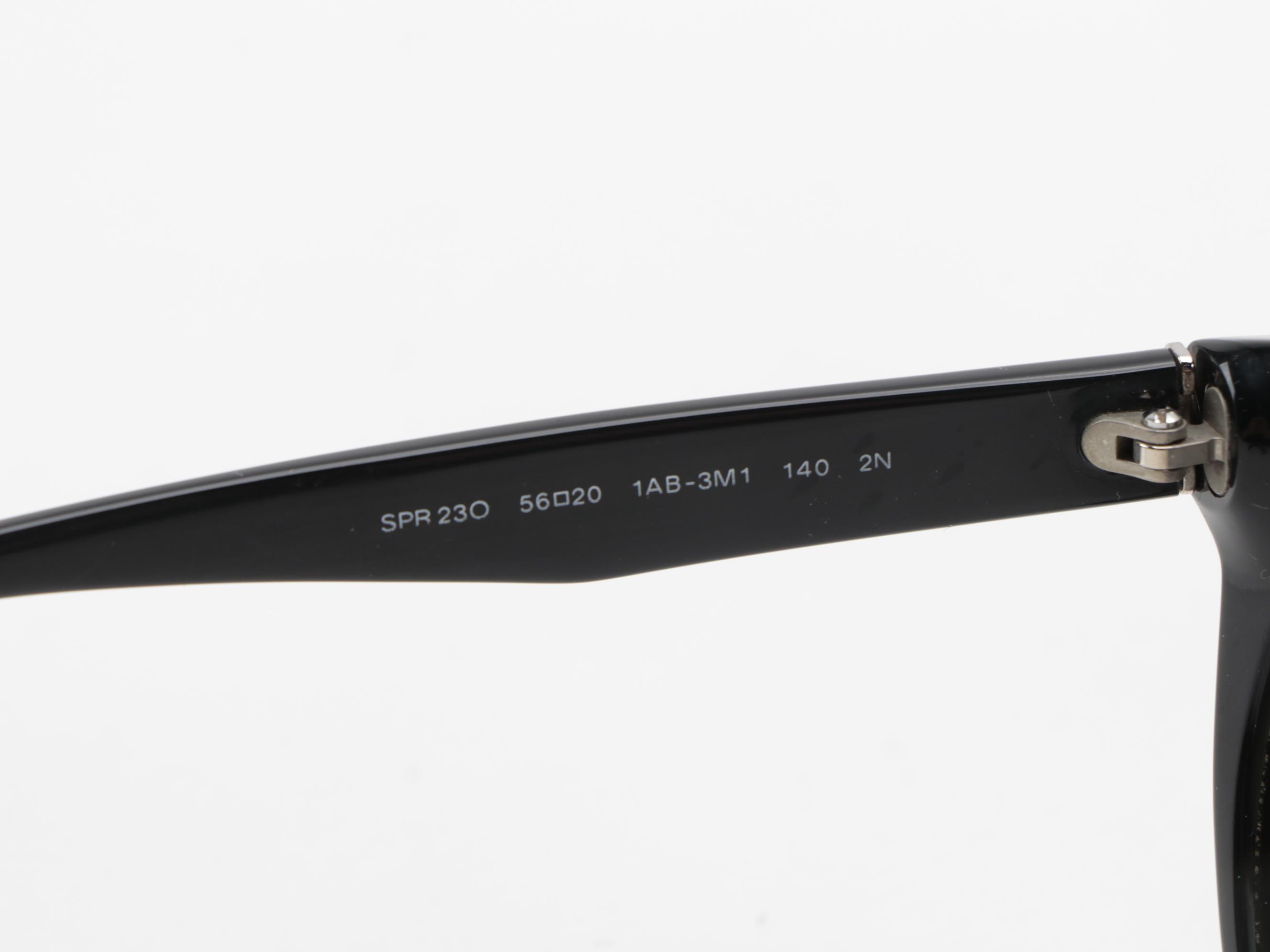 Prada SPR230 Black Modified Cat Eye Sunglasses with Case and Box