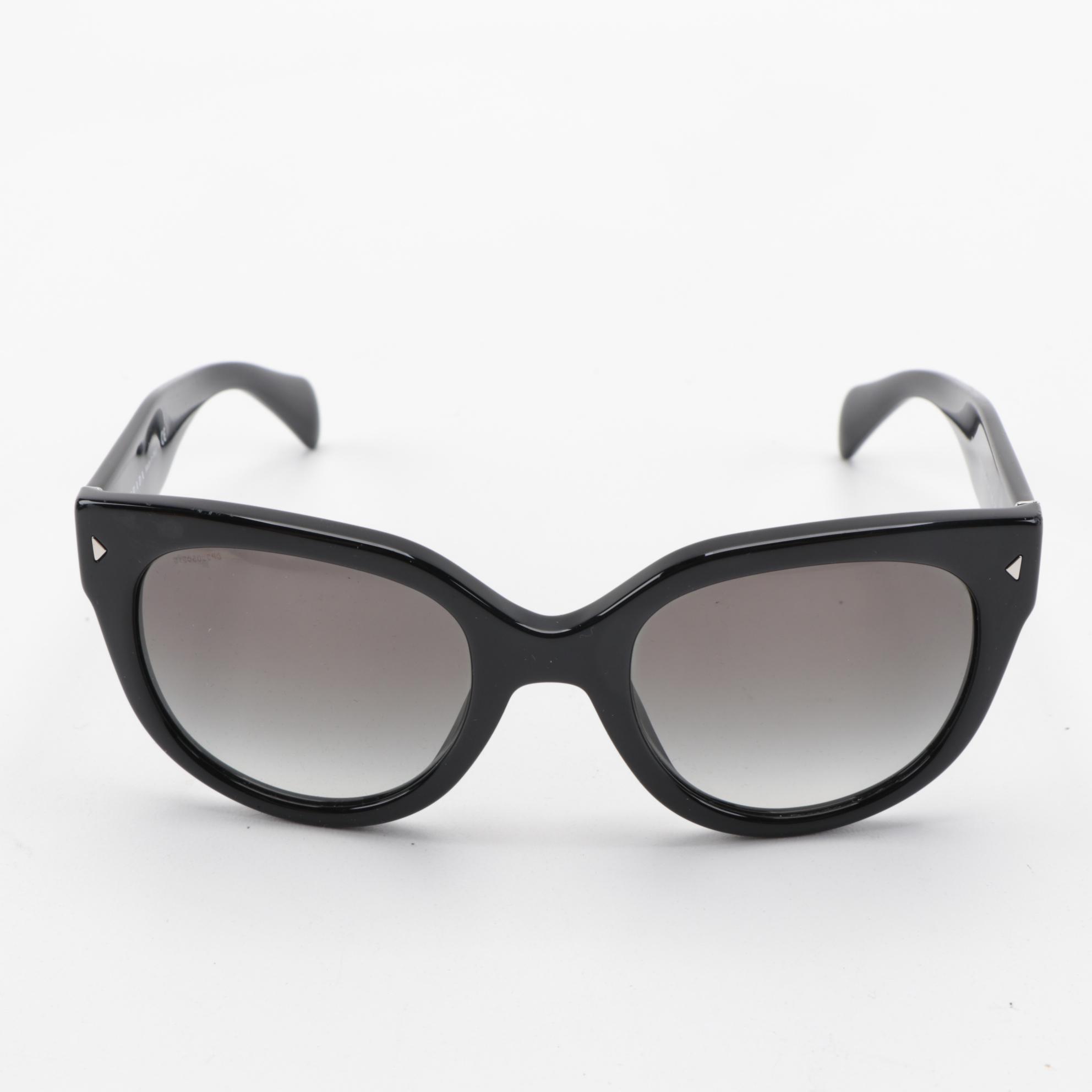 Prada SPR170 Black Modified Cat Eye Sunglasses with Case