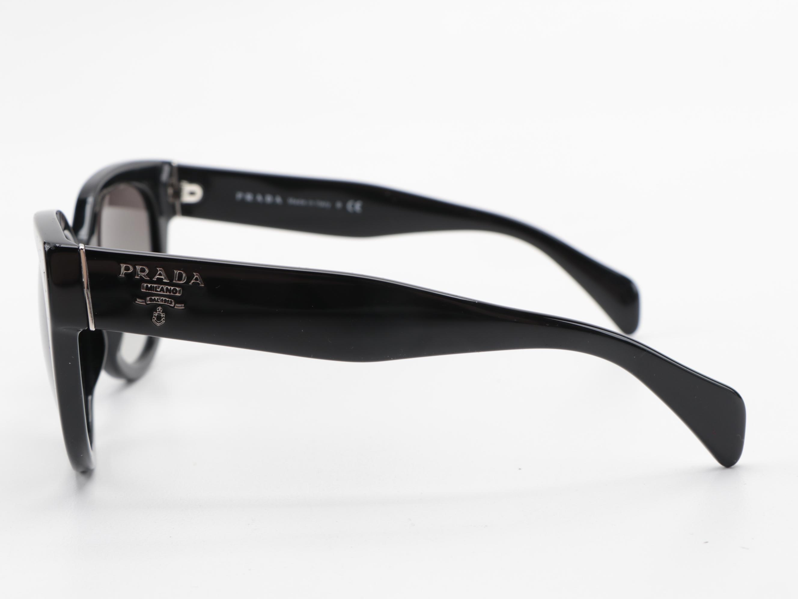 Prada SPR170 Black Modified Cat Eye Sunglasses with Case