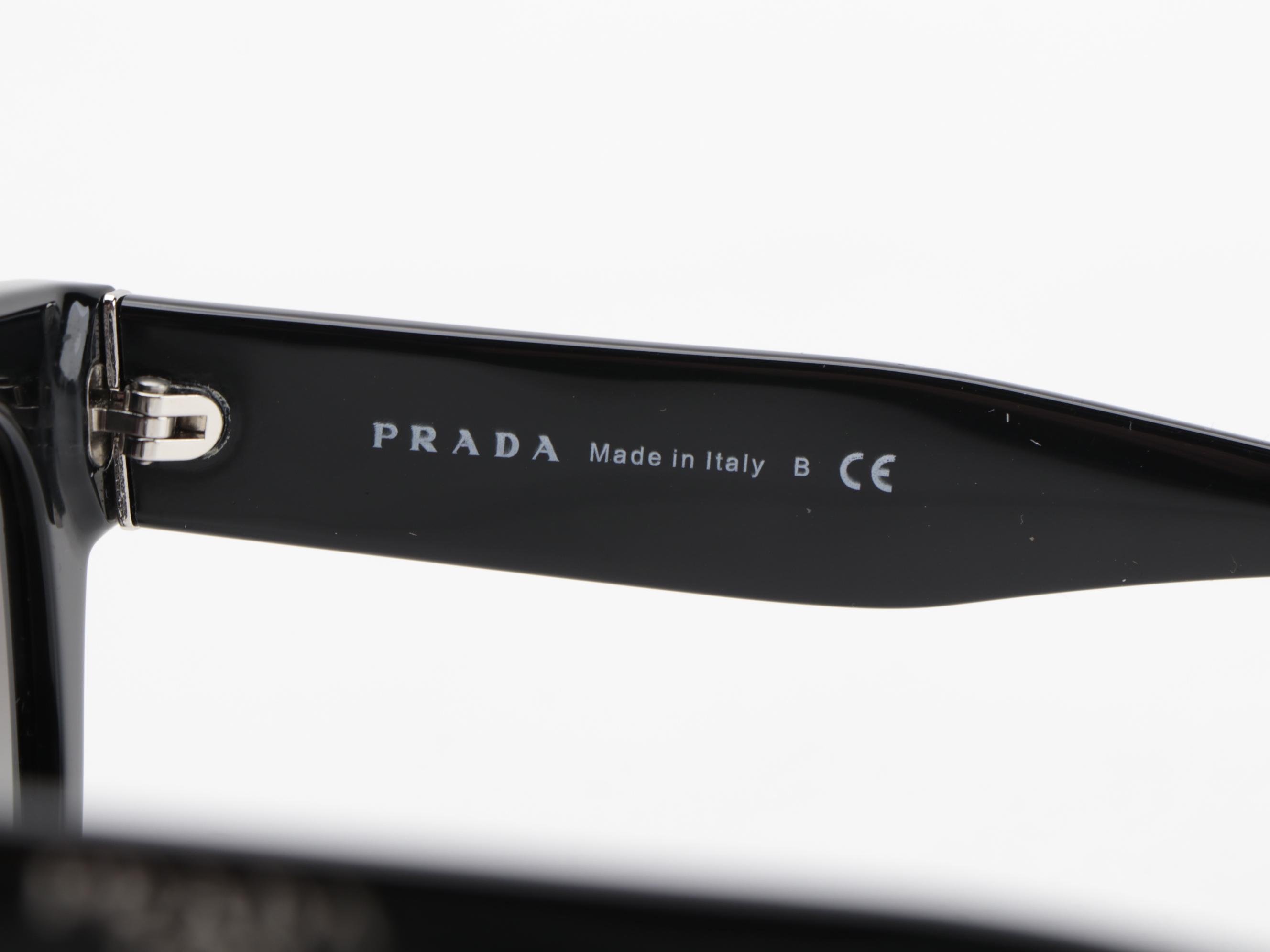 Prada SPR170 Black Modified Cat Eye Sunglasses with Case