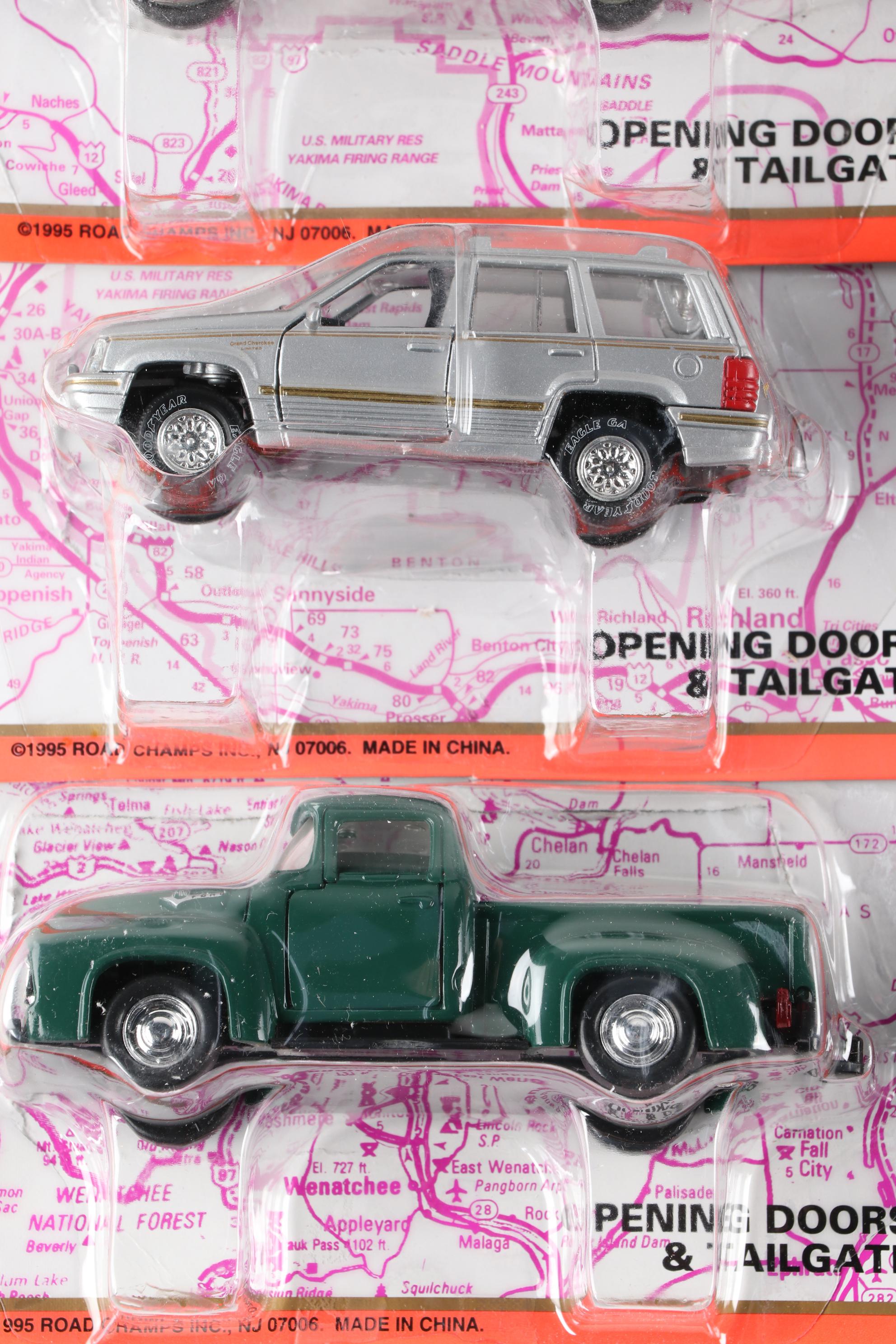 Road Champs Die Cast Vehicles Including Ford Trucks, Police Cars, and More