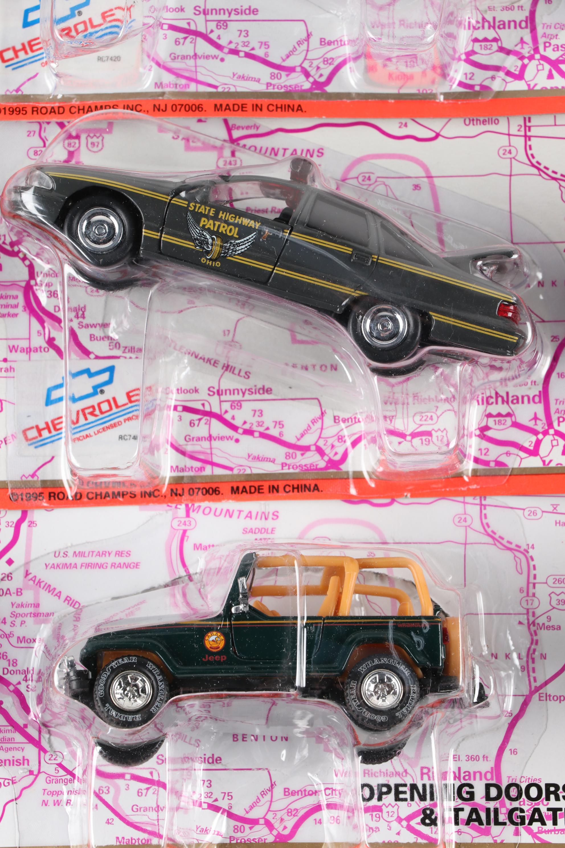 Road Champs Die Cast Vehicles Including Ford Trucks, Police Cars, and More