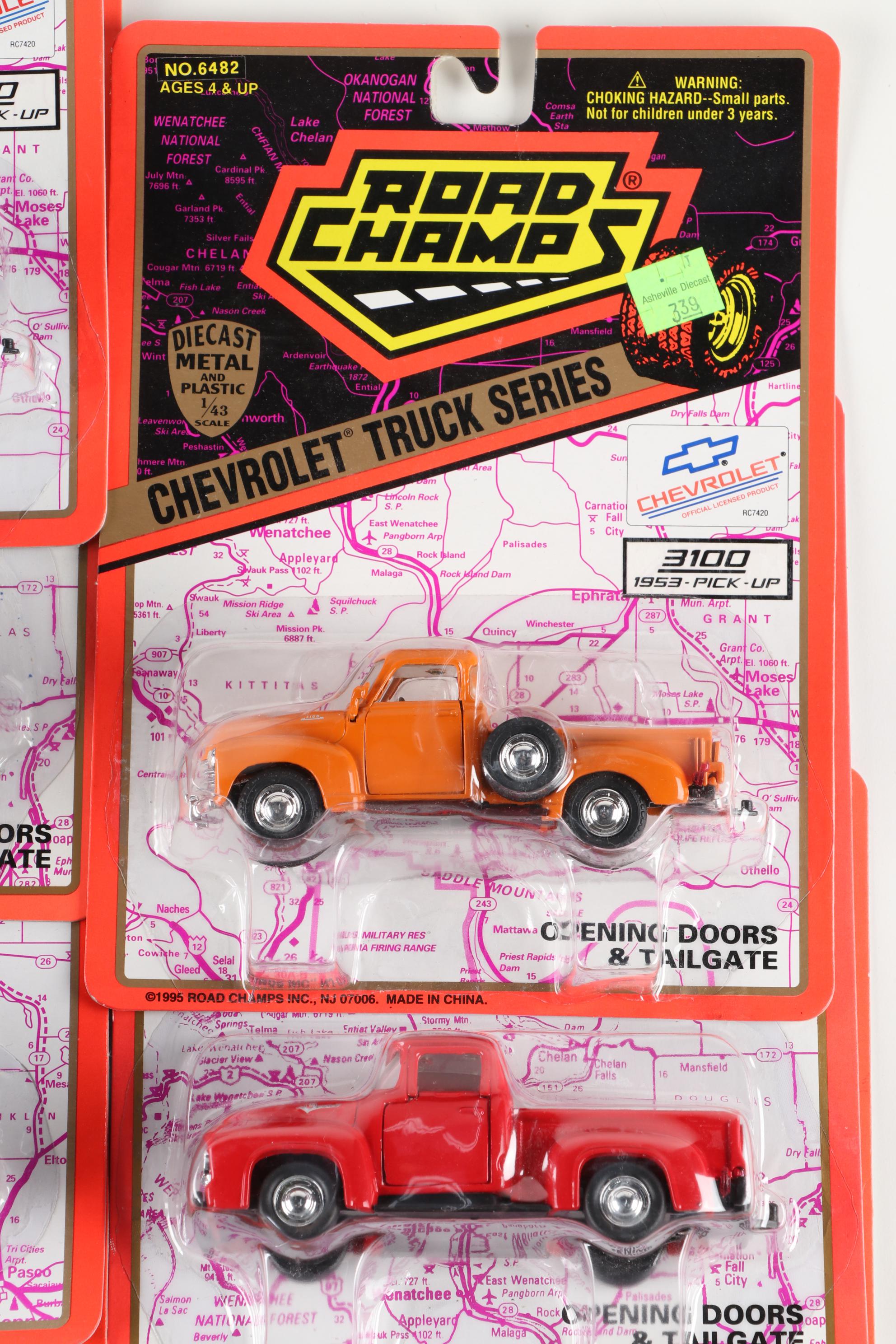 Road Champs Die Cast Vehicles Including Ford Trucks, Police Cars, and More