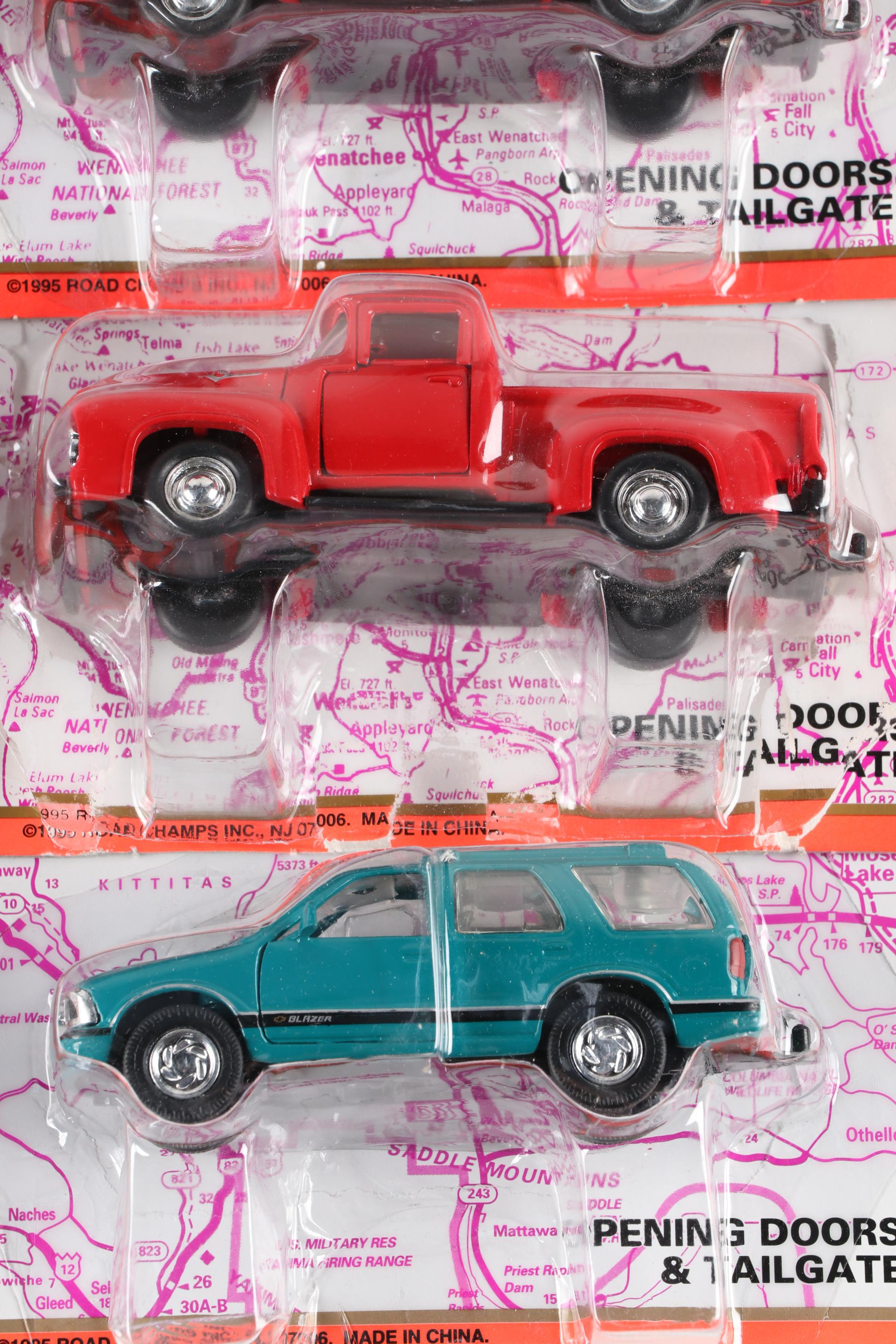 Road Champs Die Cast Vehicles Including Ford Trucks, Police Cars, and More