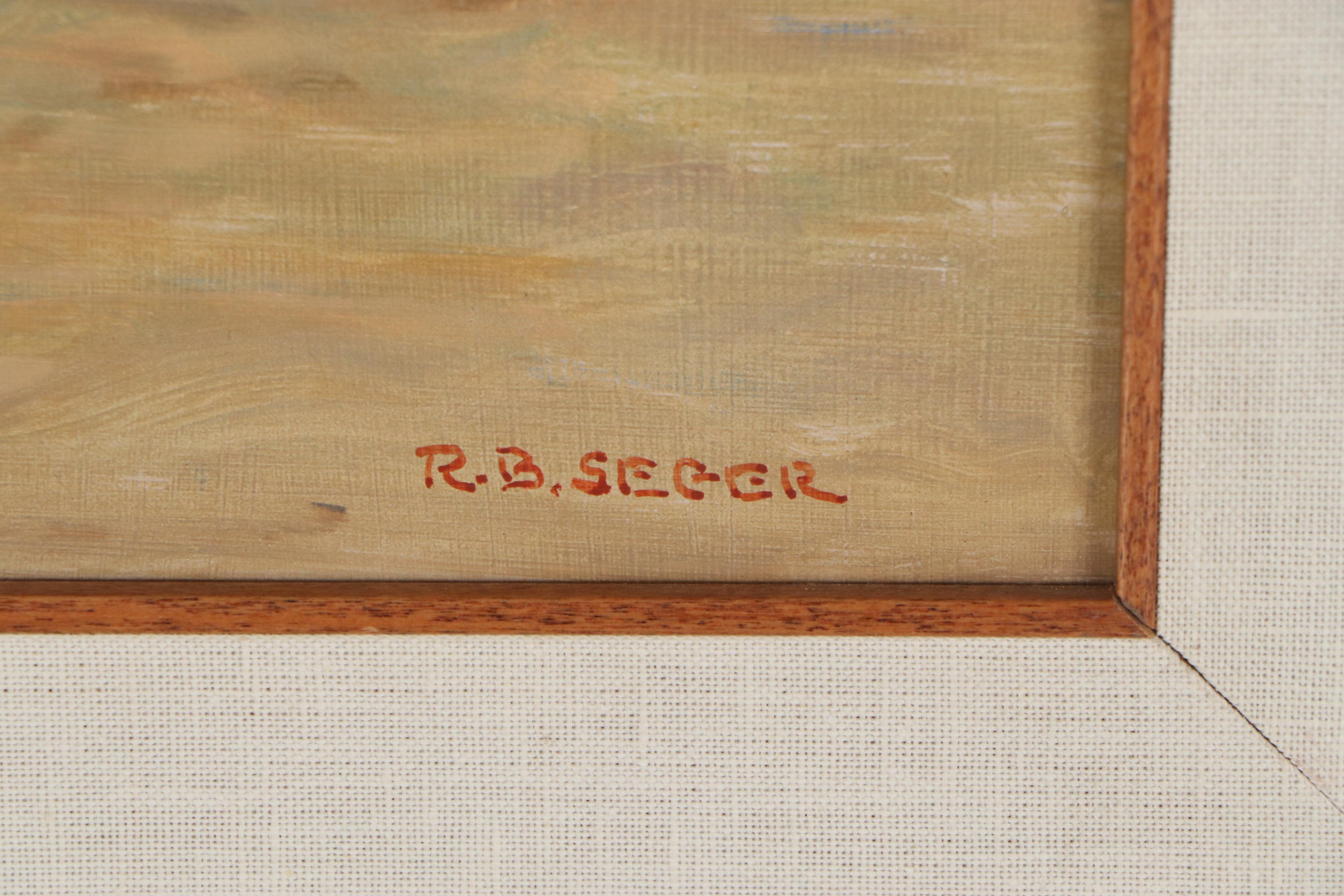 Roberta B. Seger Oil Painting of Children on Beach, 1992