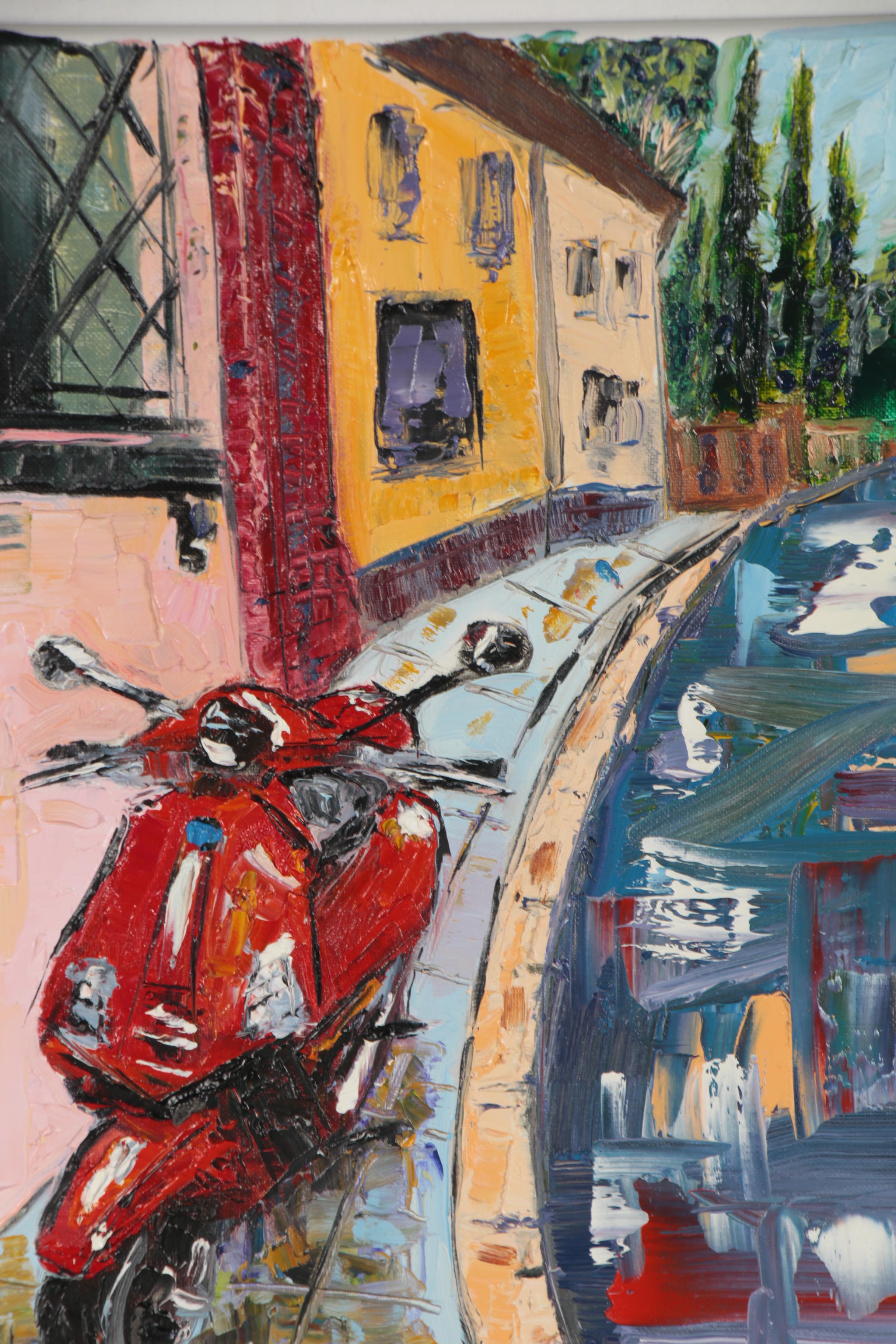 Patricia Nolan-Brown Oil Painting "Vespa Fun in Italy," 2020