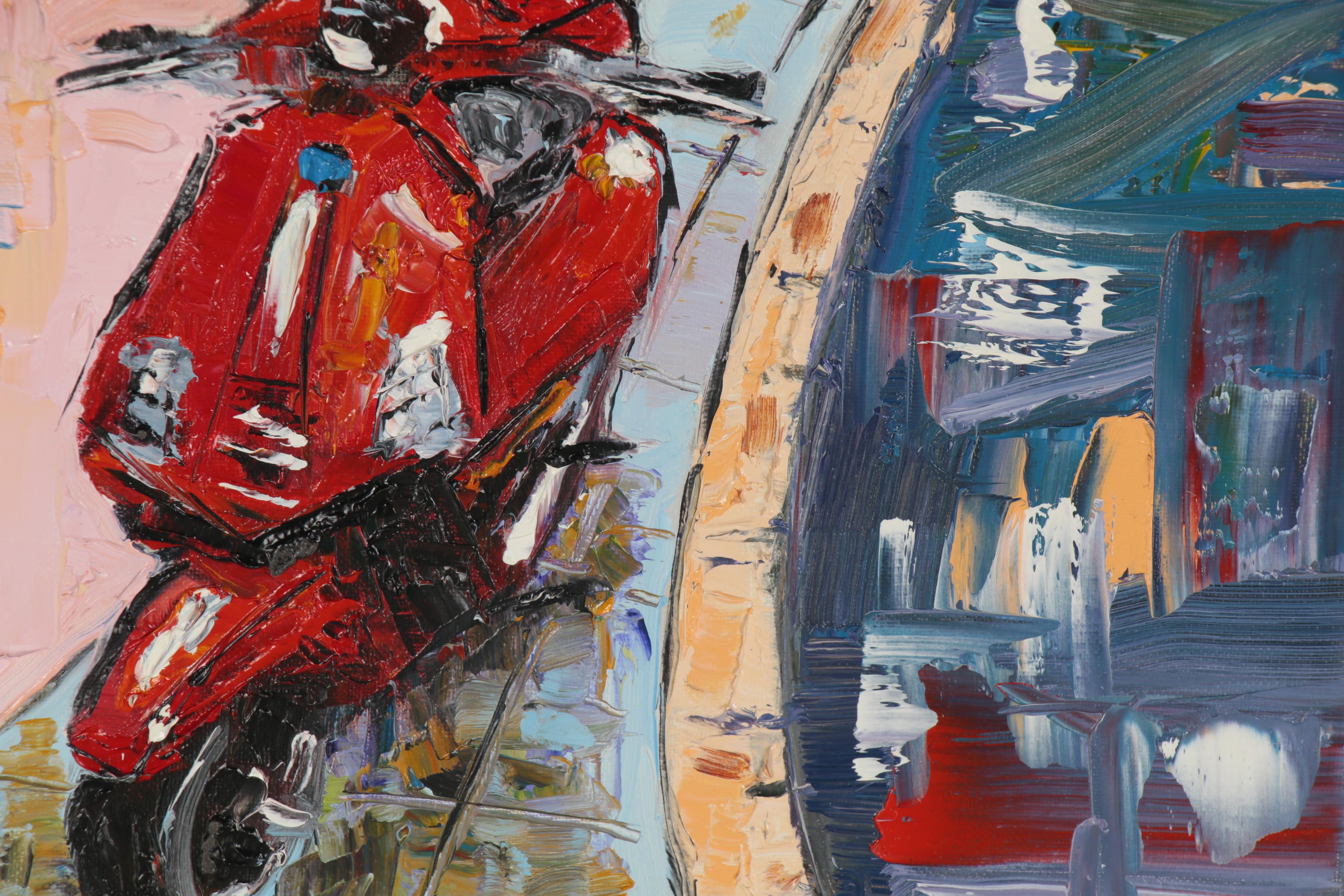 Patricia Nolan-Brown Oil Painting "Vespa Fun in Italy," 2020