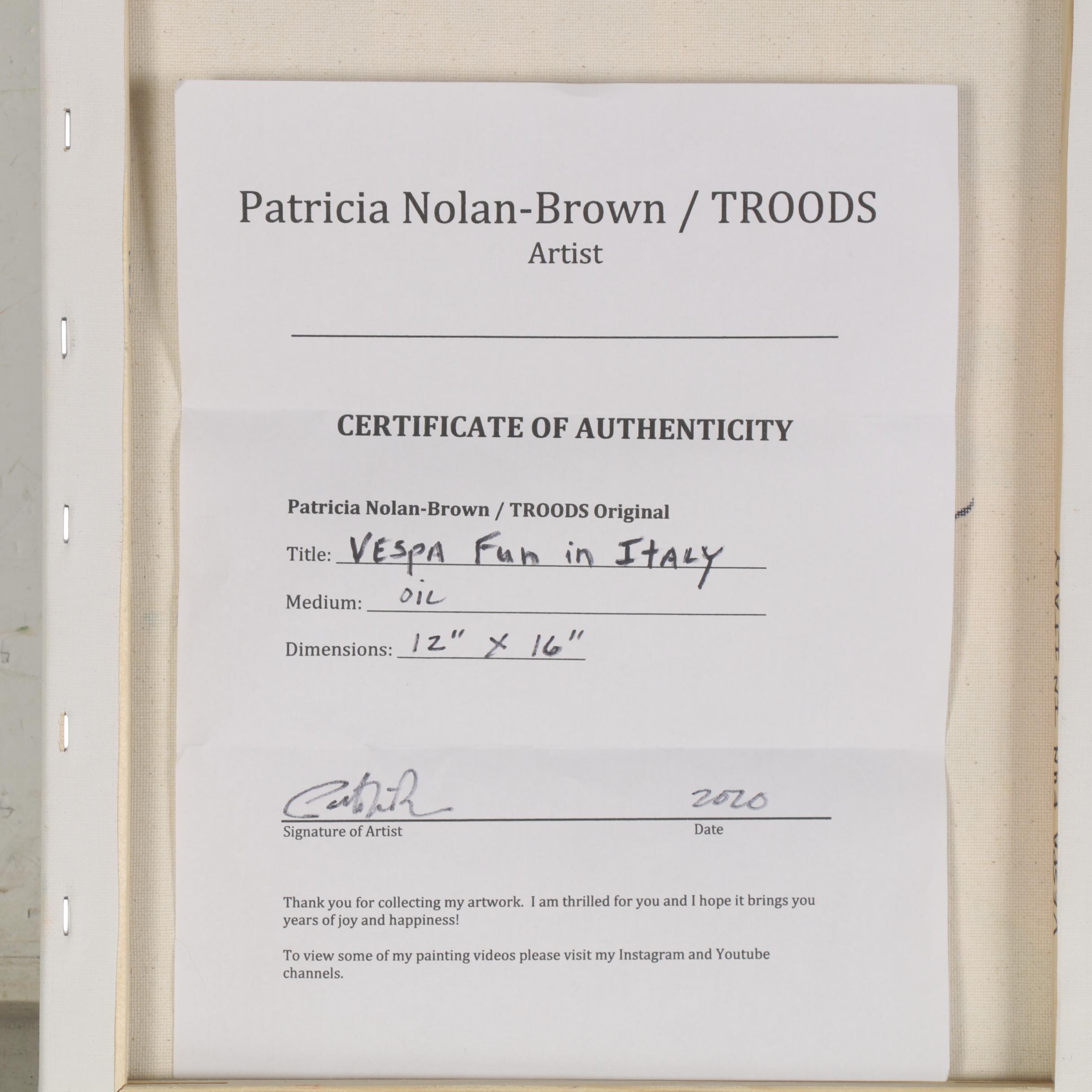 Patricia Nolan-Brown Oil Painting "Vespa Fun in Italy," 2020