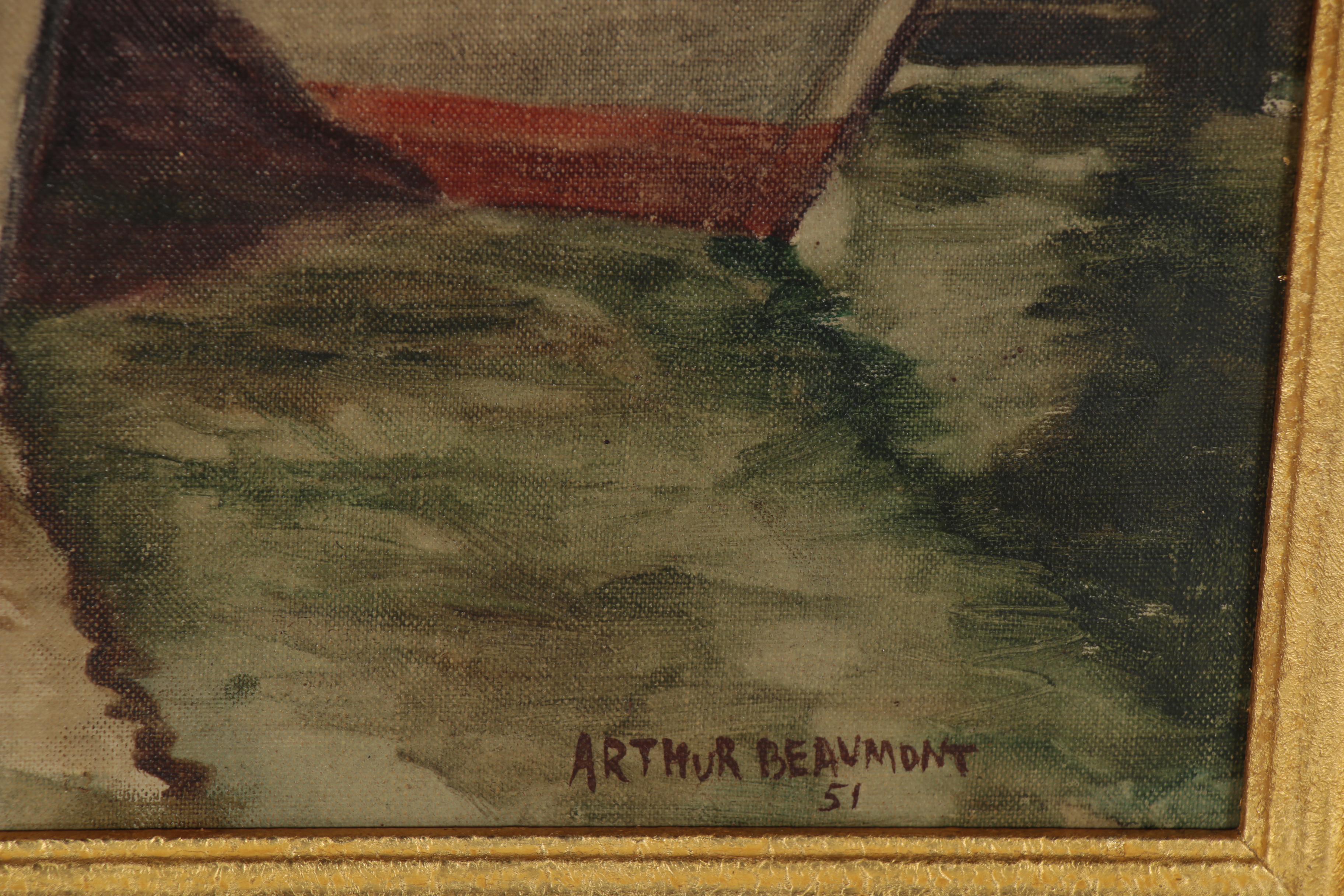 Arthur Beaumont Oil Painting of Boats, 1951