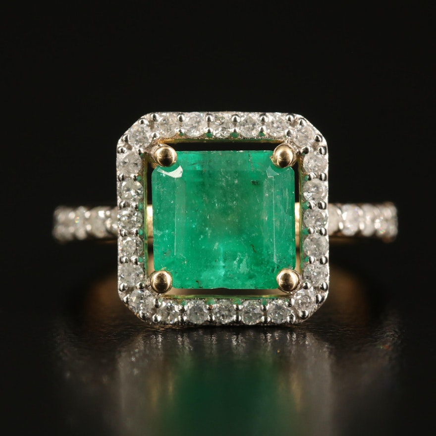 14K 3.02 CT Emerald and Diamond Ring
