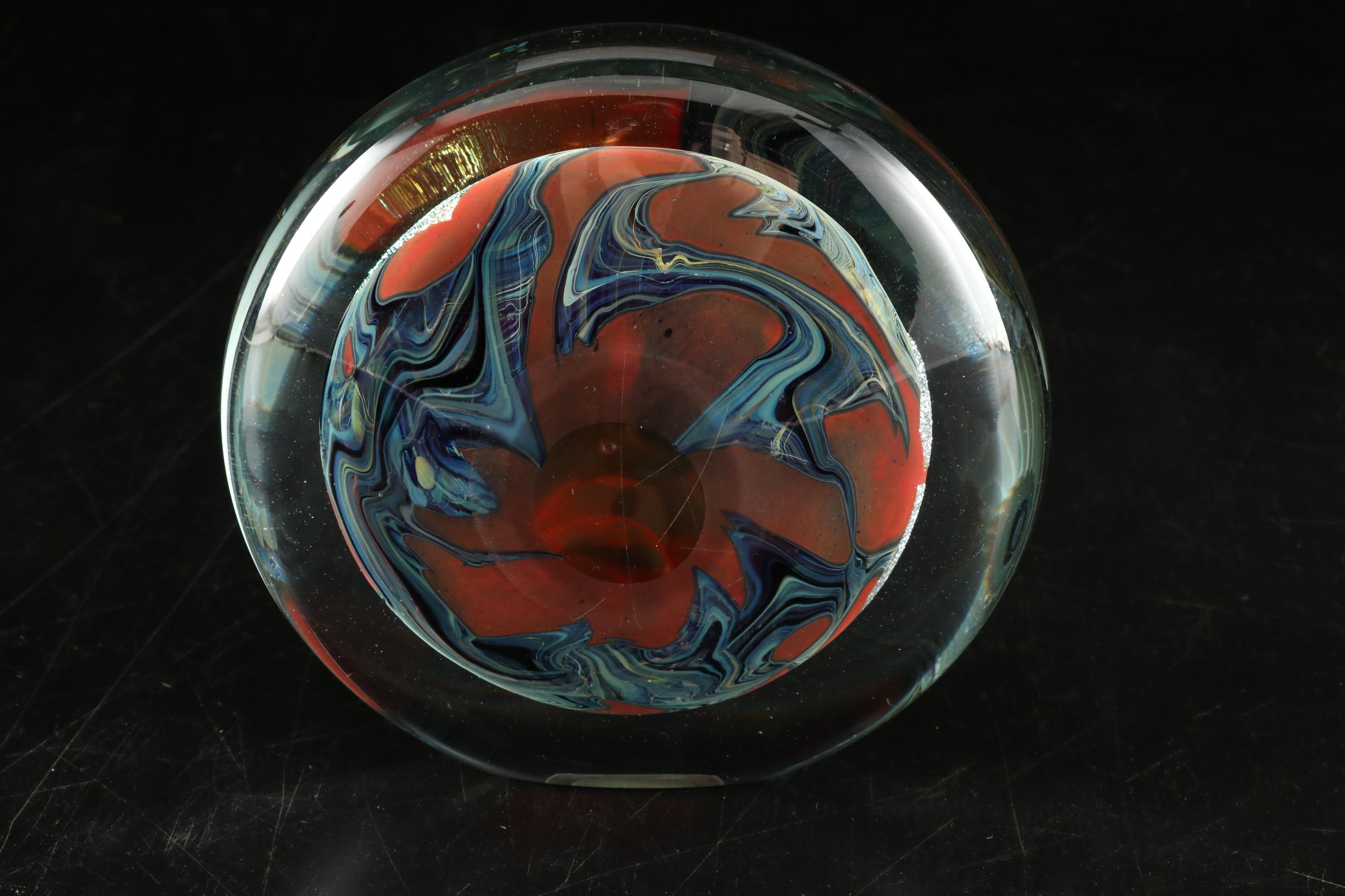 Robert Eickholt "Deep Sea" Handblown Art Glass Paperweight, 2006