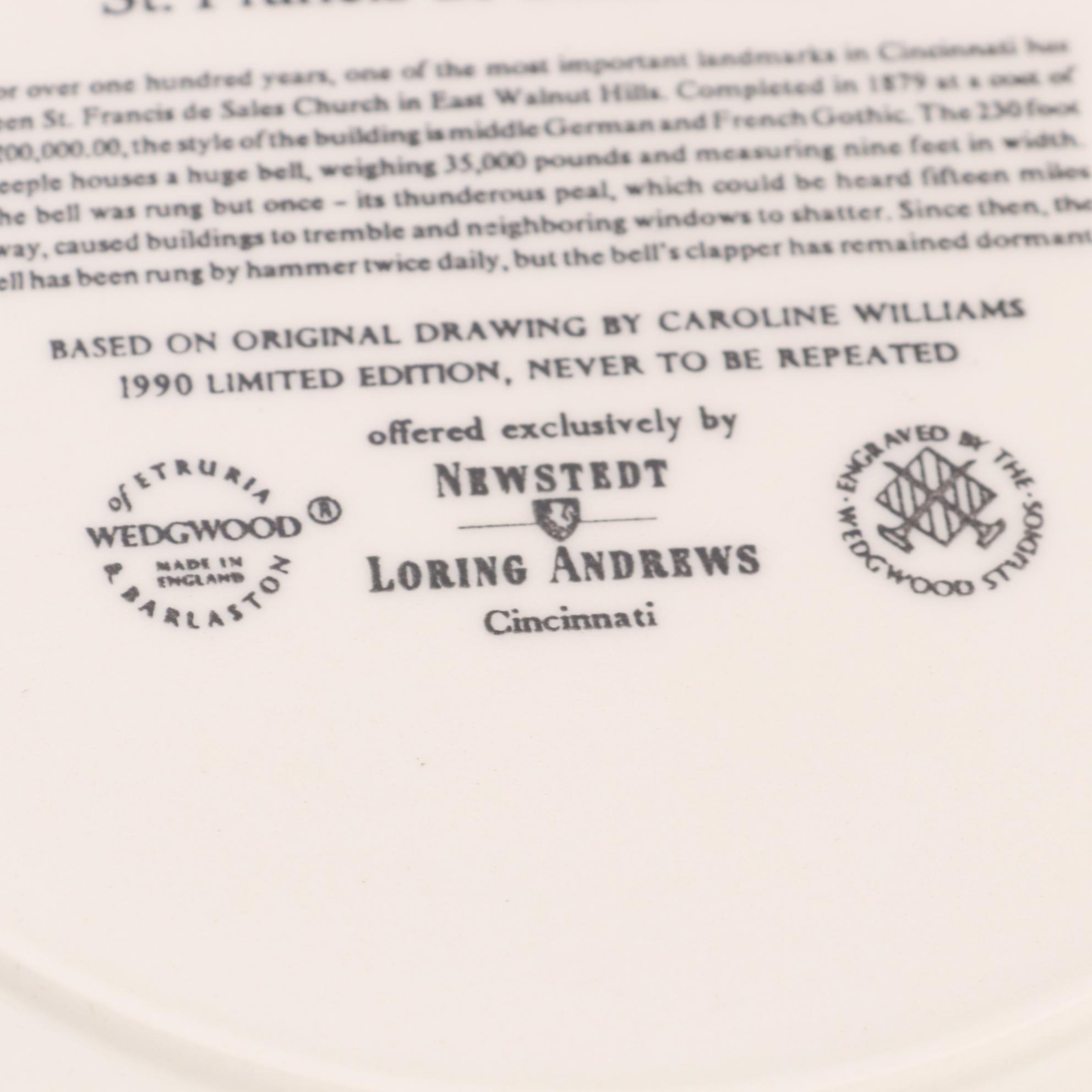 Wedgwood Caroline Williams "Views of Cincinnati" Collector's Plates and Books