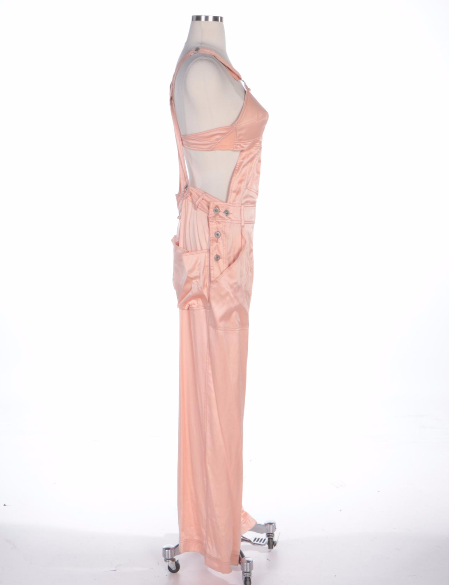 Jean Paul Gaultier Femme Peach Silk Overall Jumpsuit