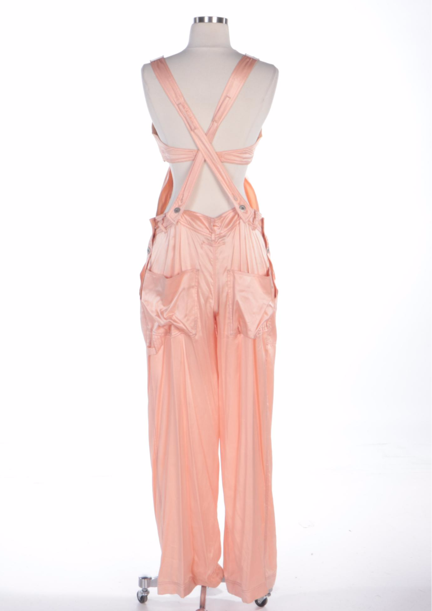 Jean Paul Gaultier Femme Peach Silk Overall Jumpsuit