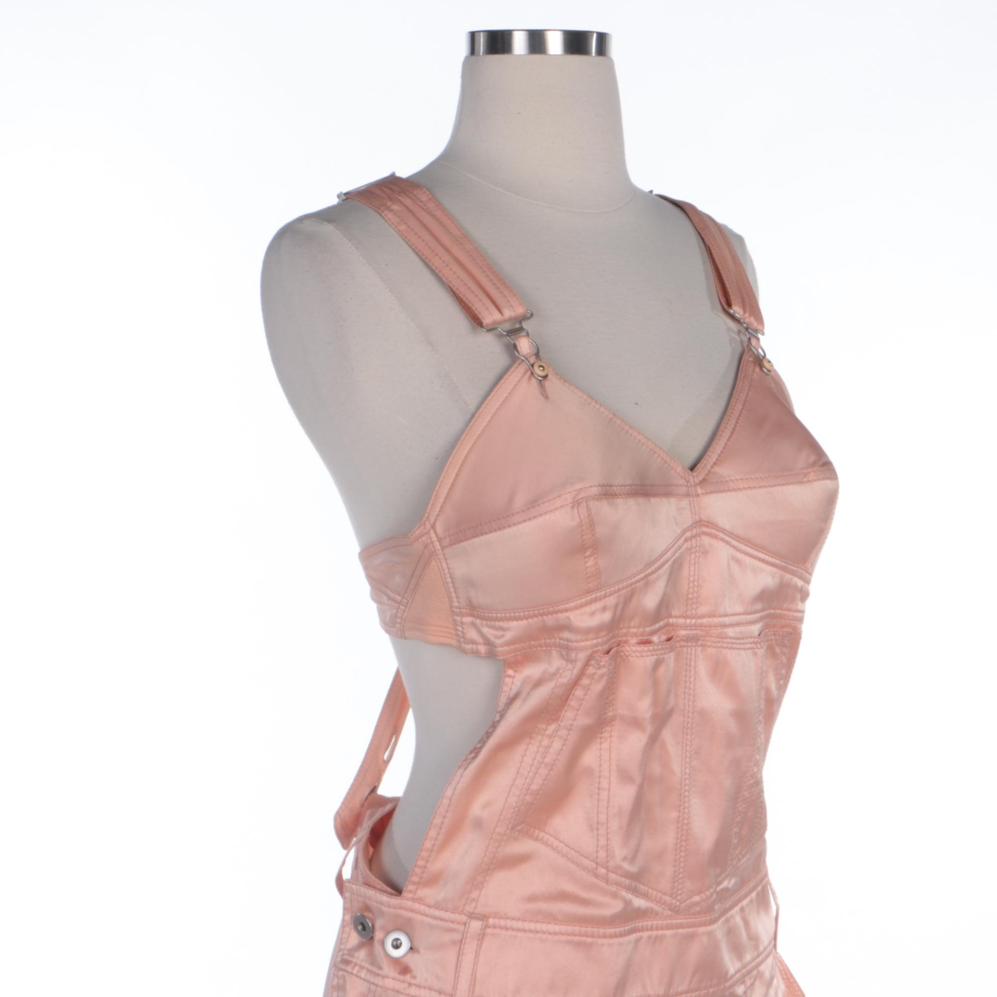 Jean Paul Gaultier Femme Peach Silk Overall Jumpsuit